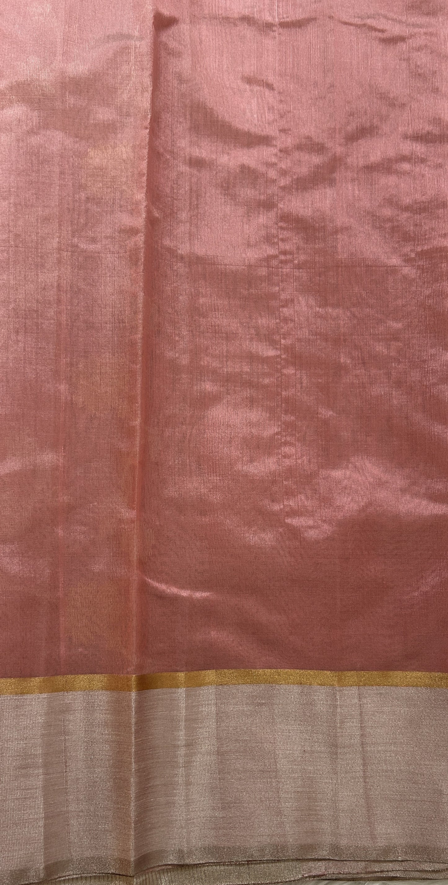Chanderi Pattu Saree Onion Pink colored saree complemented with a Silver Zari border - Sampradaya Designer Studio