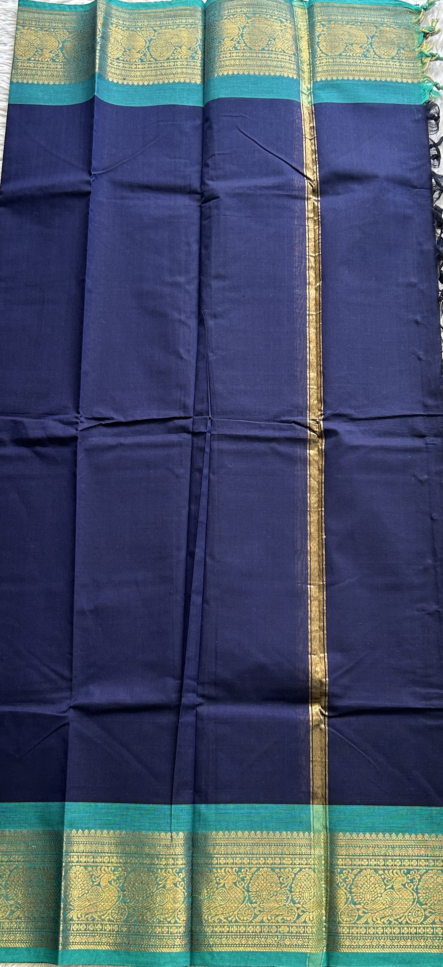 Light Ink Blue Color Kanchi Cotton Dress Material