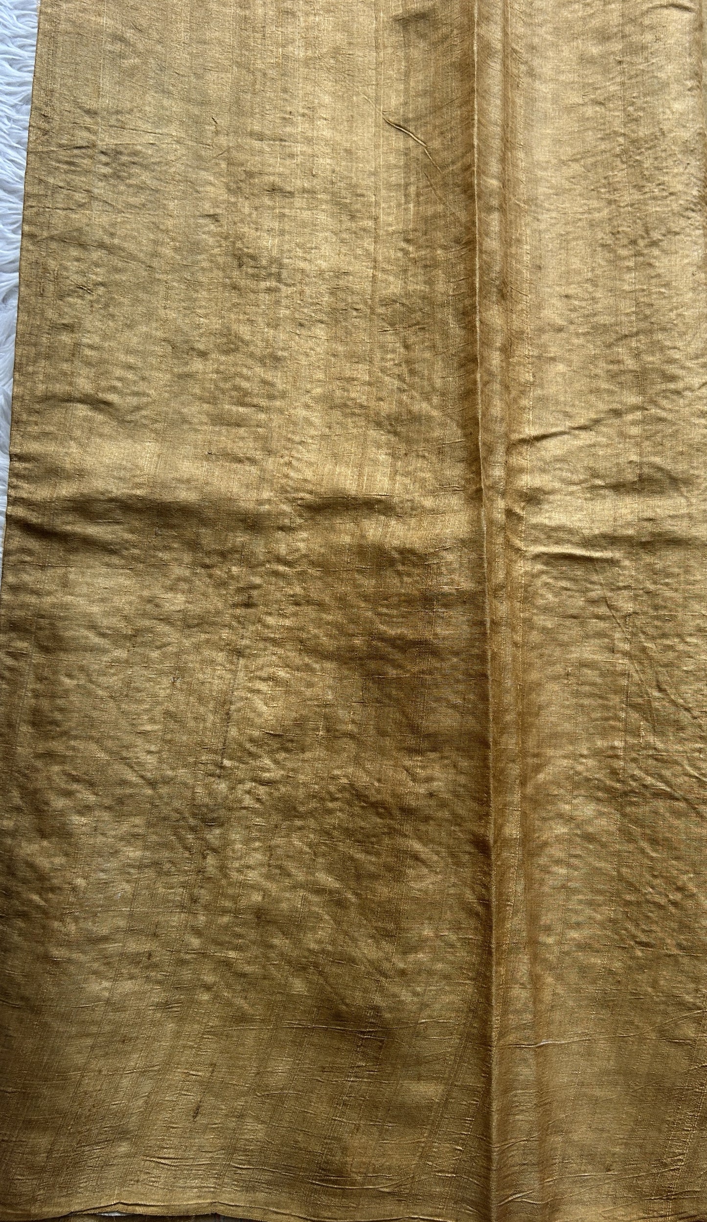 Pure Tussar Silk Saree Mustard Color Complemented with a Printed Border. - Sampradaya Designer Studio