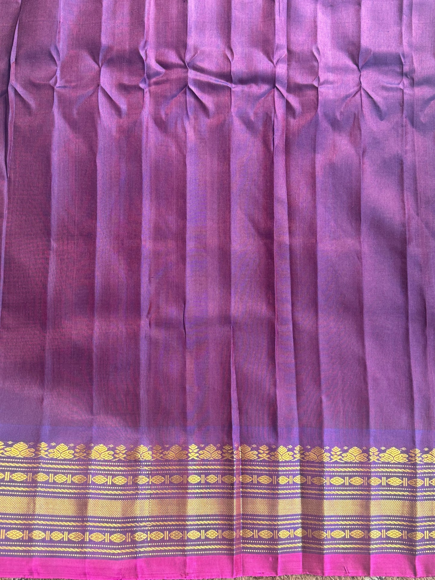 Gadwal Silk Saree Sea Blue Colored Complemented With a Dark Purple Zari Border - Sampradaya Designer Studio