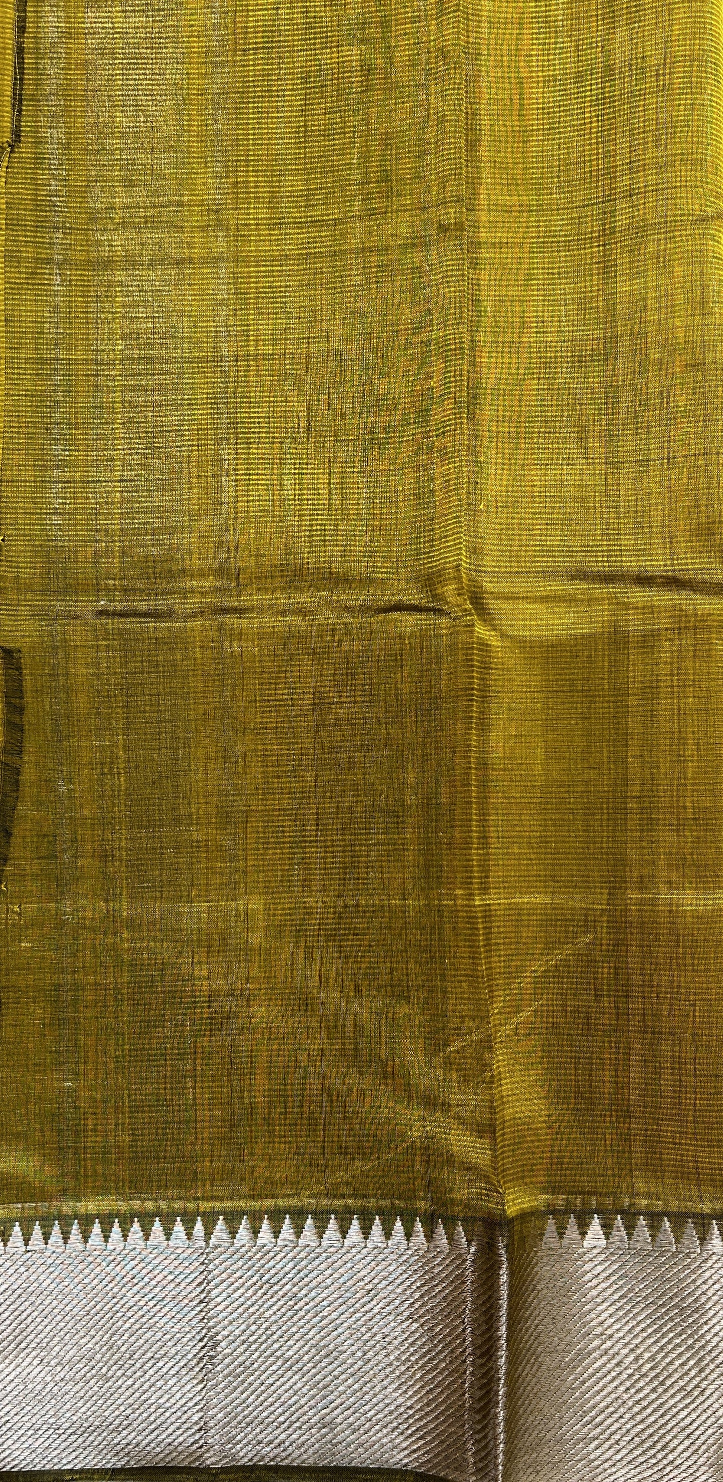 Mangalagiri Pattu Digital Print Saree Golden Yellow colored Saree complemented with a Mangalagiri Border - Sampradaya Designer Studio