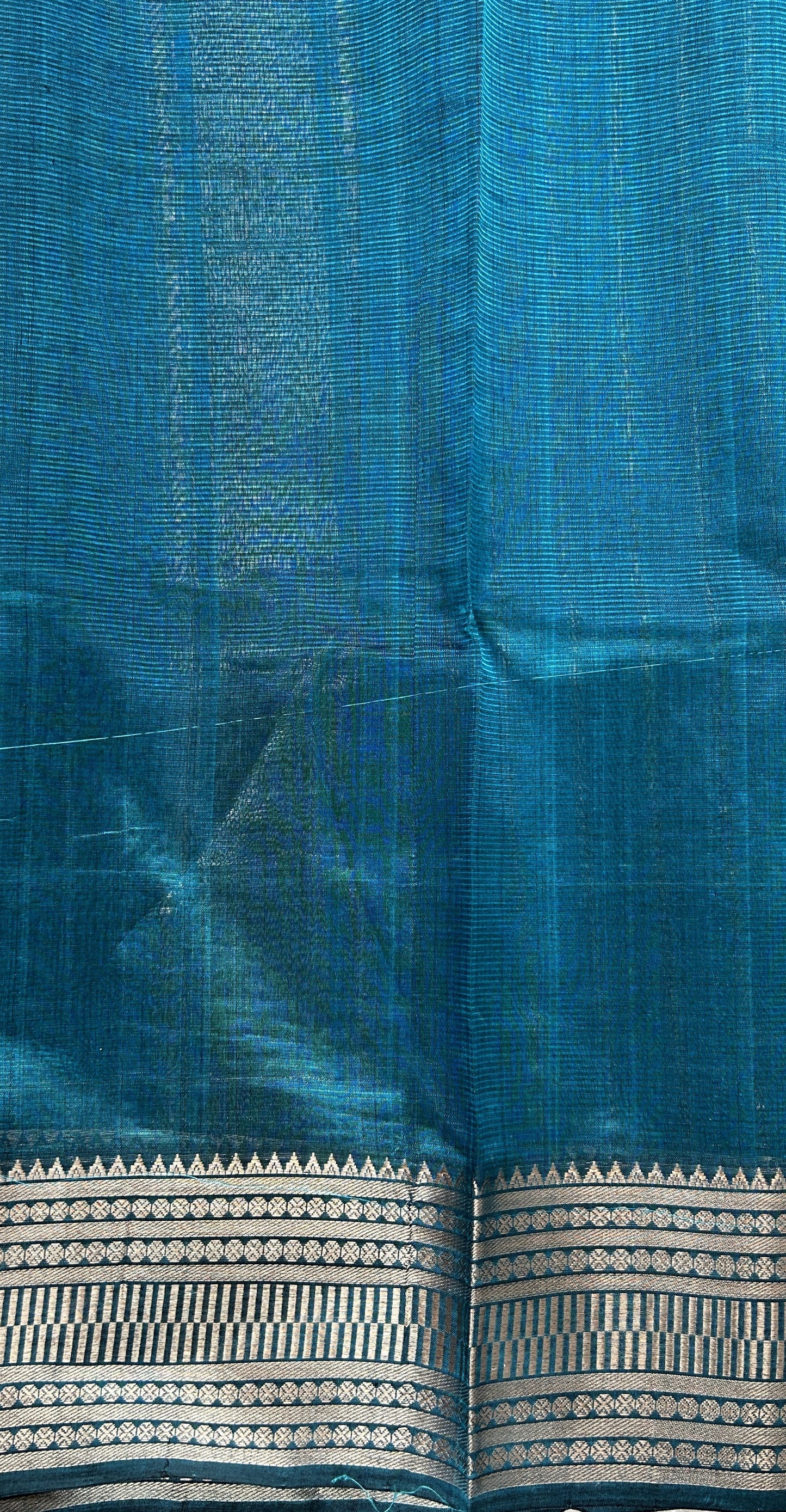 Mangalagiri Pattu Digital Print Saree Blue colored Saree complemented with a Mangalagiri Border - Sampradaya Designer Studio