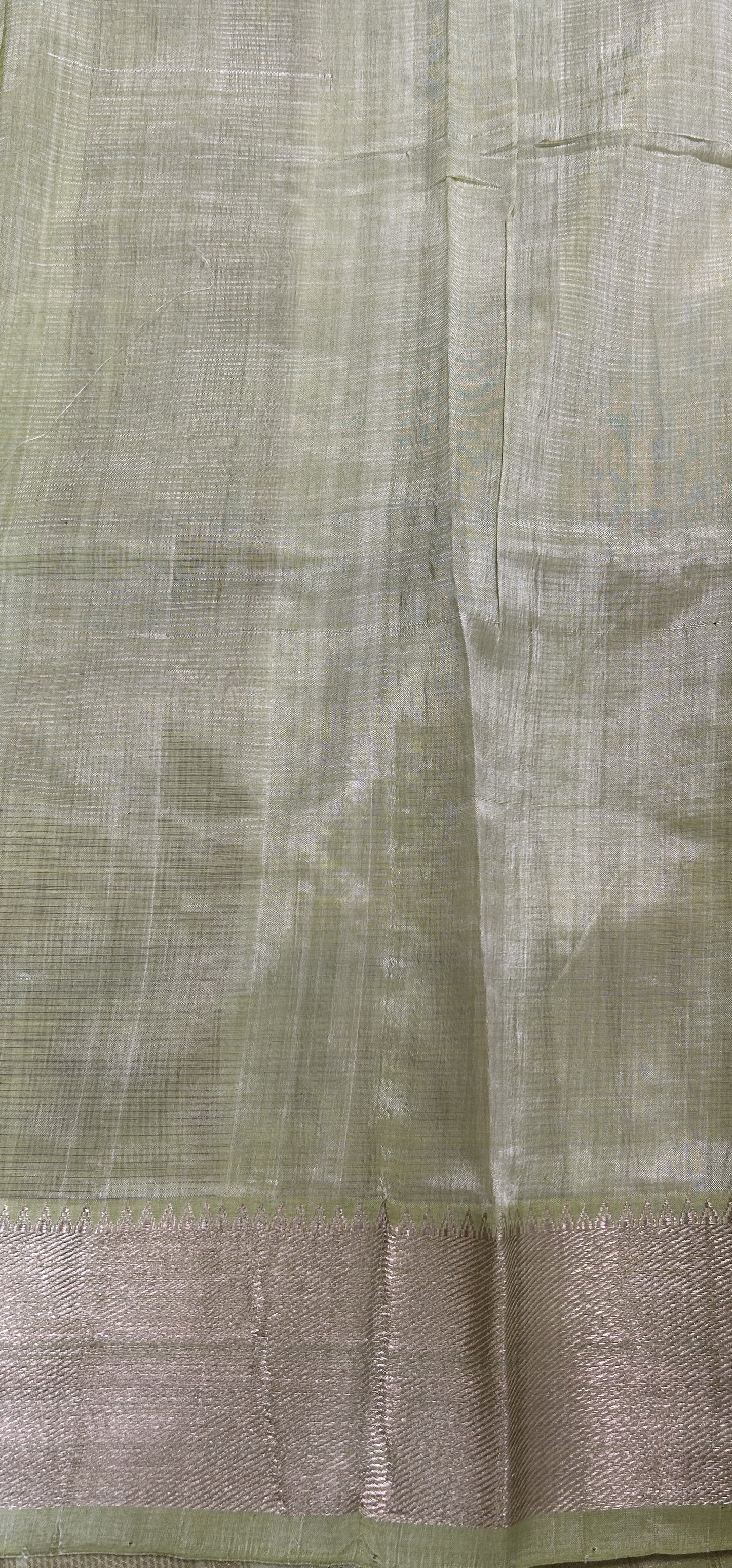 Mangalagiri Pattu Digital Print Saree Pastel Green colored Saree complemented with a Mangalagiri Border - Sampradaya Designer Studio