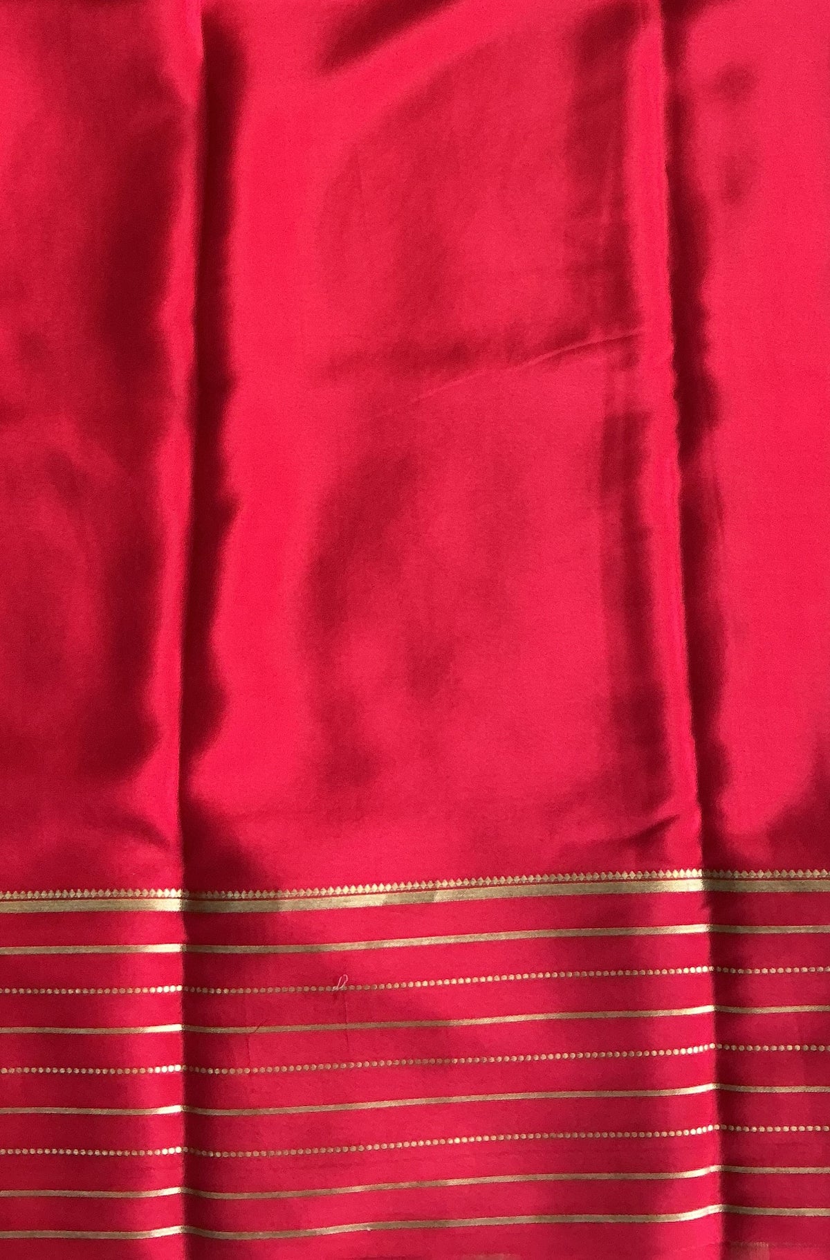 Red Mysore Crepe Silk Saree with Silver Zari Border | Pure Handloom | Silk Mark Certified