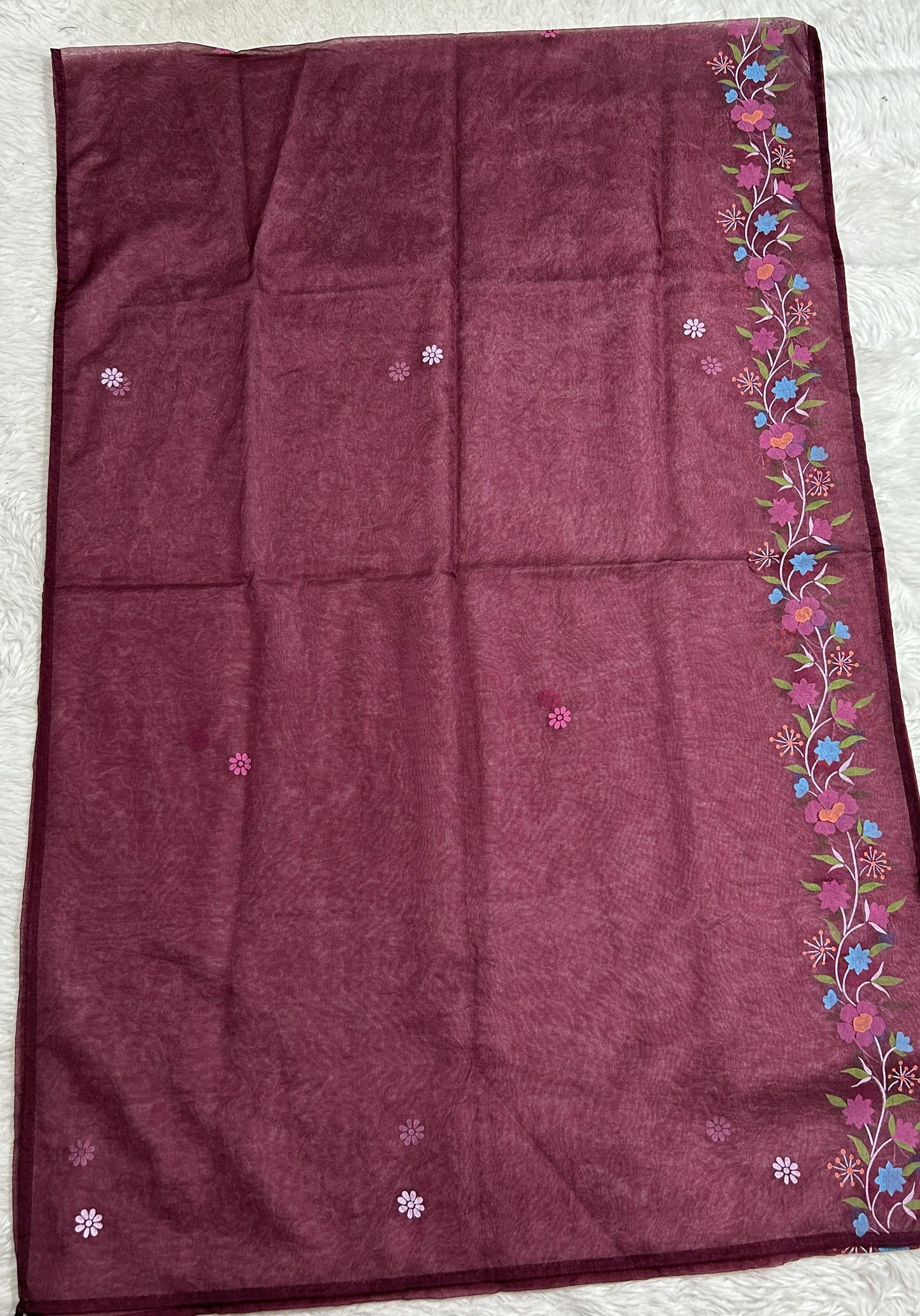 Cotton Silk Kurti Mauve Colored With a Embroidery Work . - Sampradaya Designer Studio