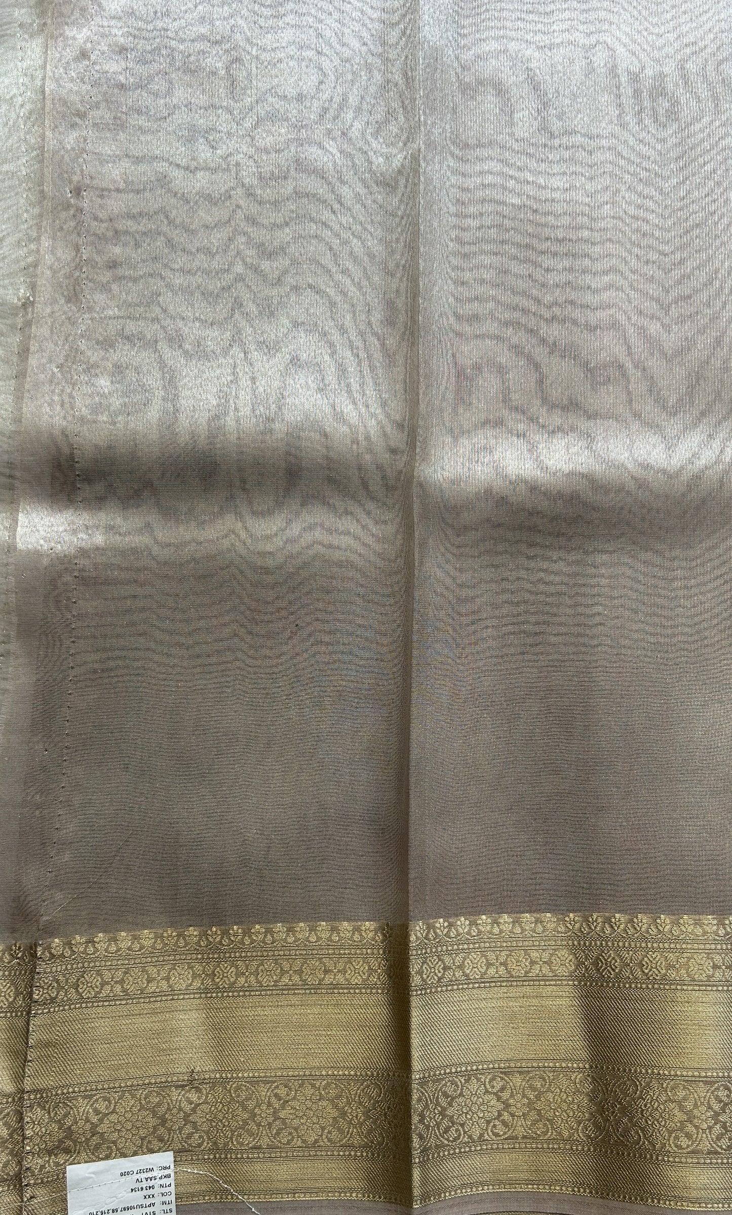 Tissue Organza Saree Very Light Pink Colored Elegantly Paired with a Zari Border. - Sampradaya Designer Studio