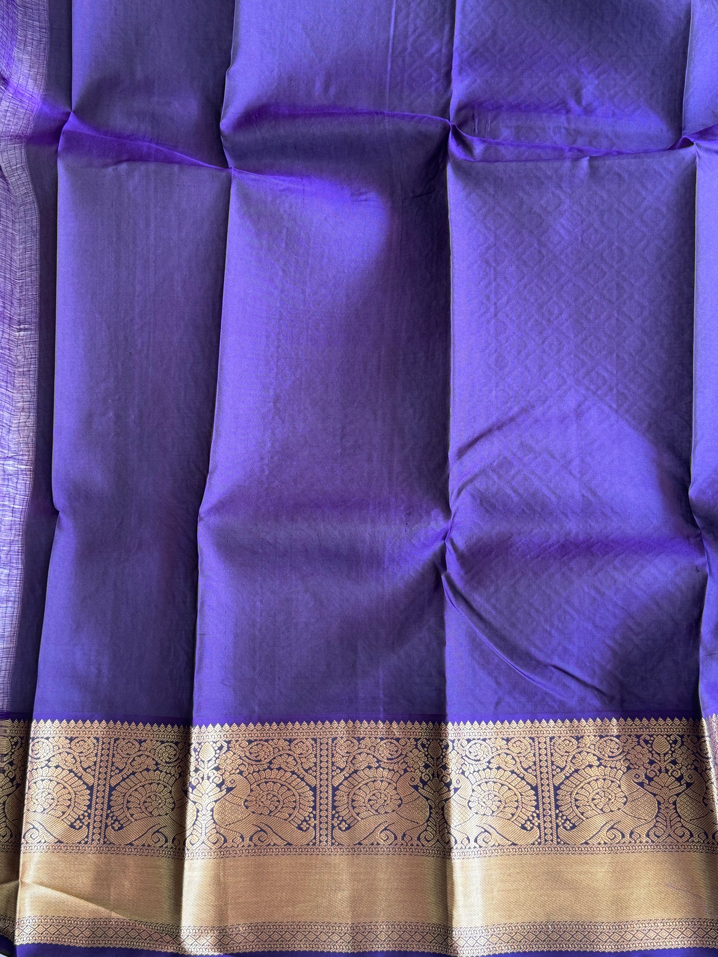 Pure Kanjivaram Silk Saree Light Blue Colored Elegantly Paid with a Gold Zari Border