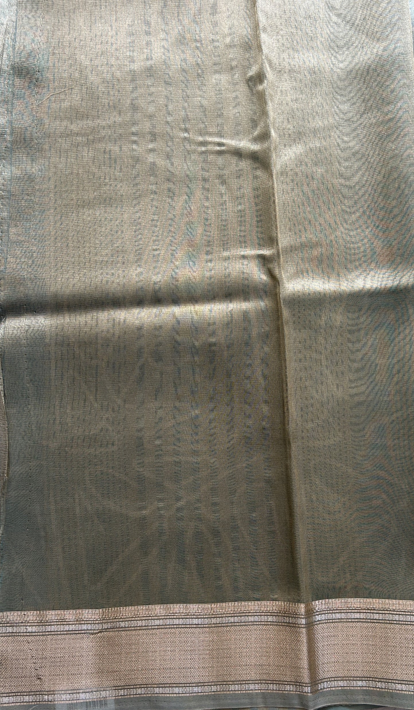 Tissue Organza Saree Light Sea Green Colored Elegantly Paired with a Zari Border. - Sampradaya Designer Studio