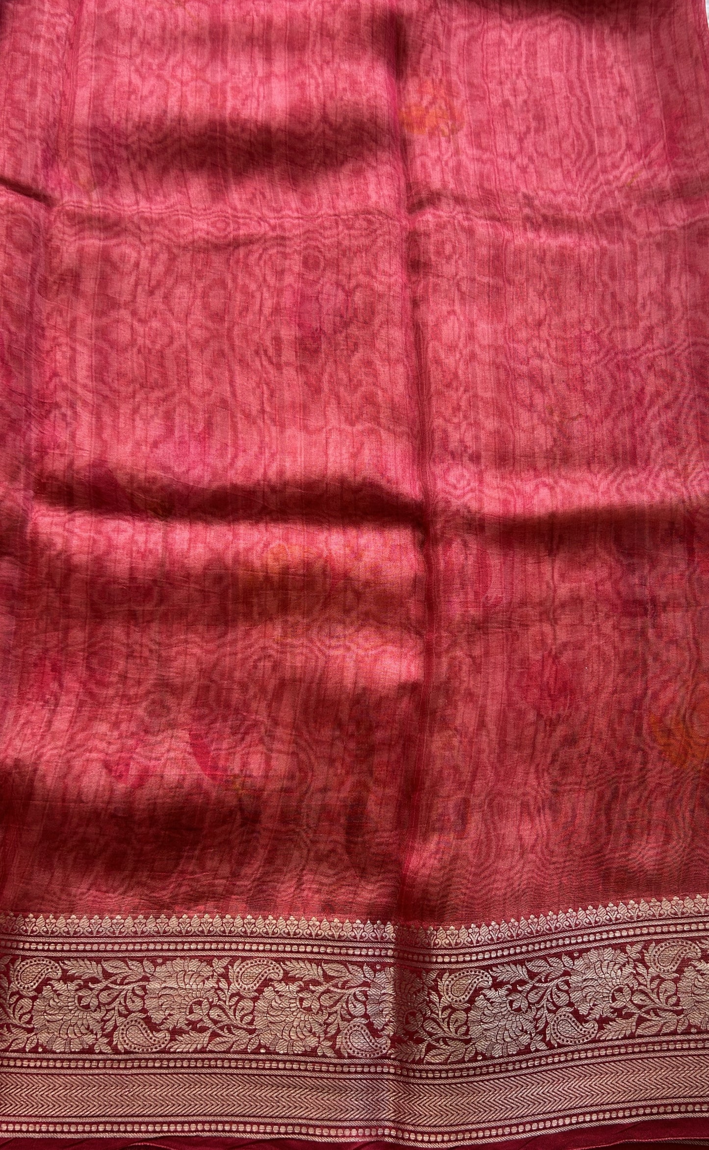 Soft Organza Designer Saree Peach colored Saree Paired with a Zari border. - Sampradaya Designer Studio