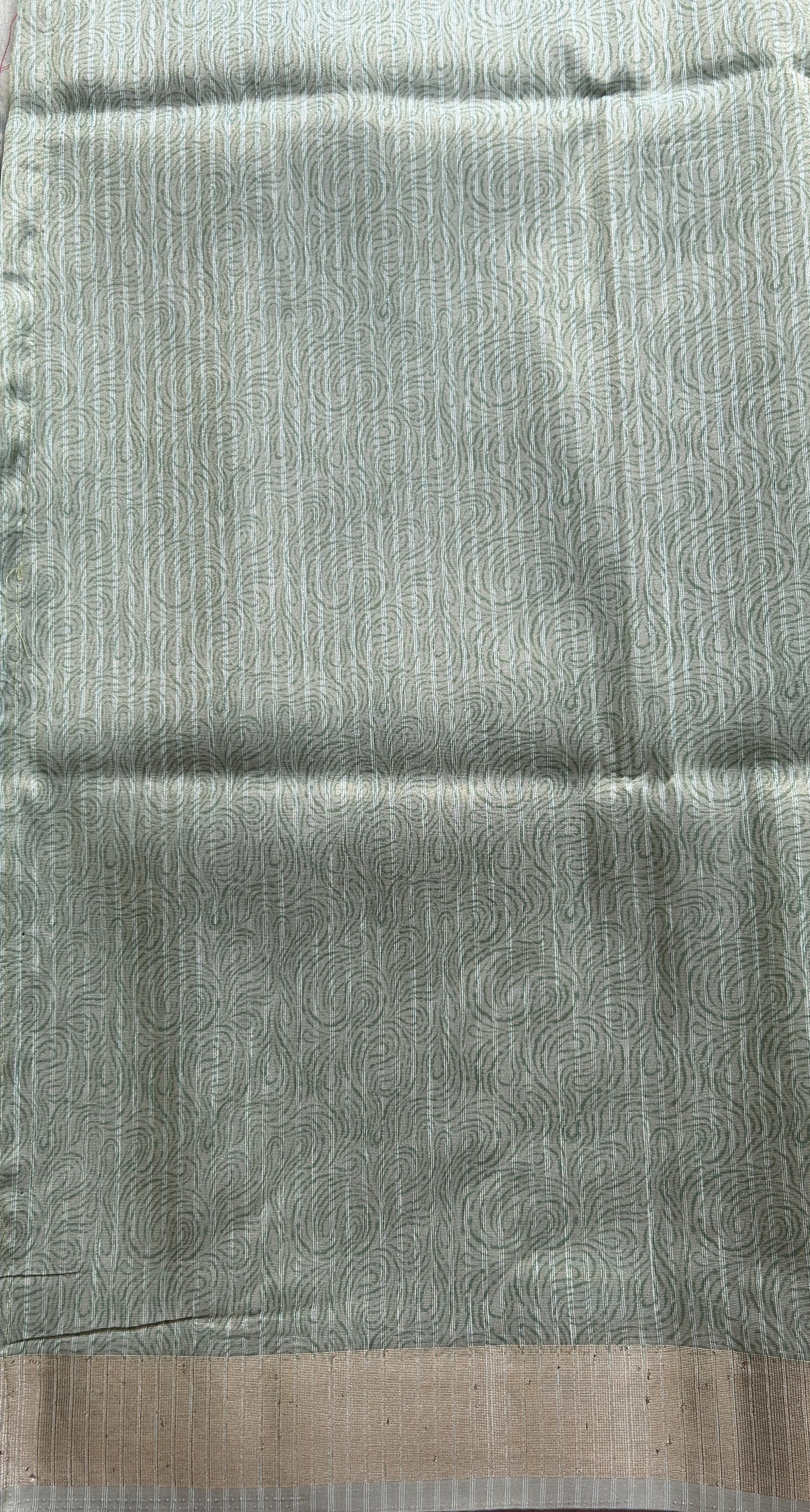 Semi Tussar Tissue Saree Pastel Green Colored complemented with a Zari Border. - Sampradaya Designer Studio