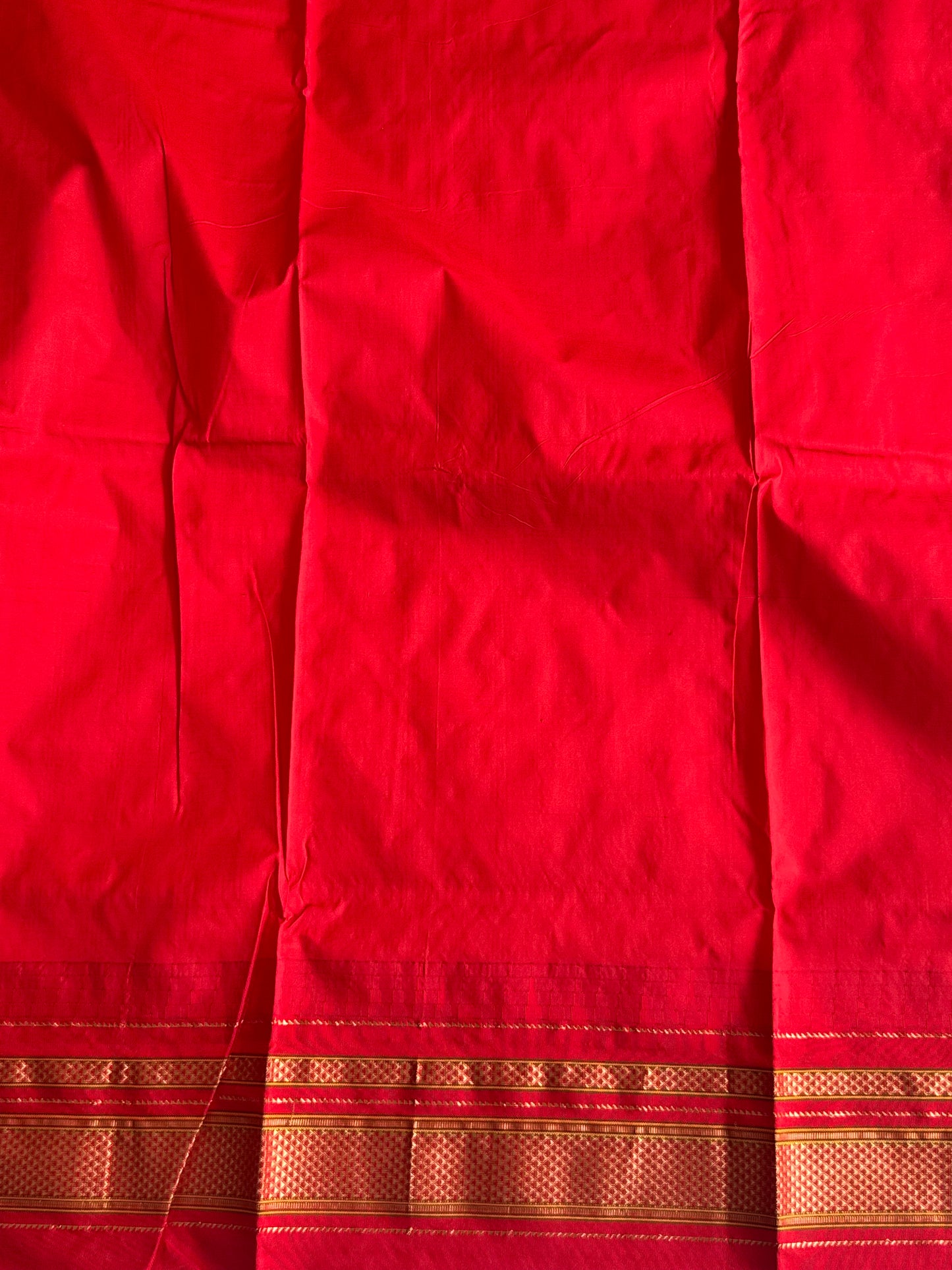 Narayanpet Silk Saree Mint Green Colored Complemented with a Gold Zari Border. - Sampradaya Designer Studio