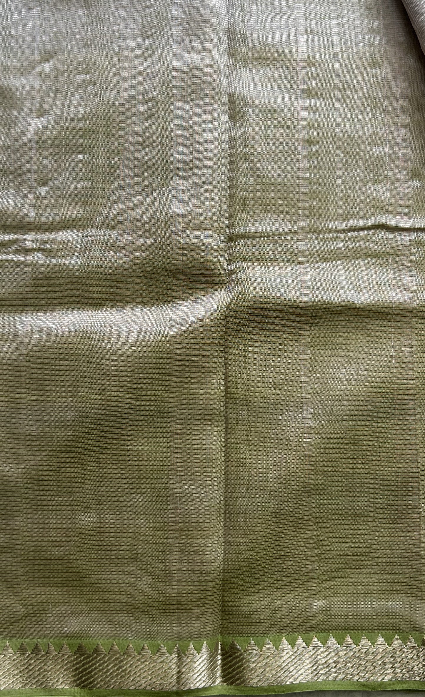 Mangalagiri Plain Pattu Saree Pista Green colored complemented with a Zari Border - Sampradaya Designer Studio