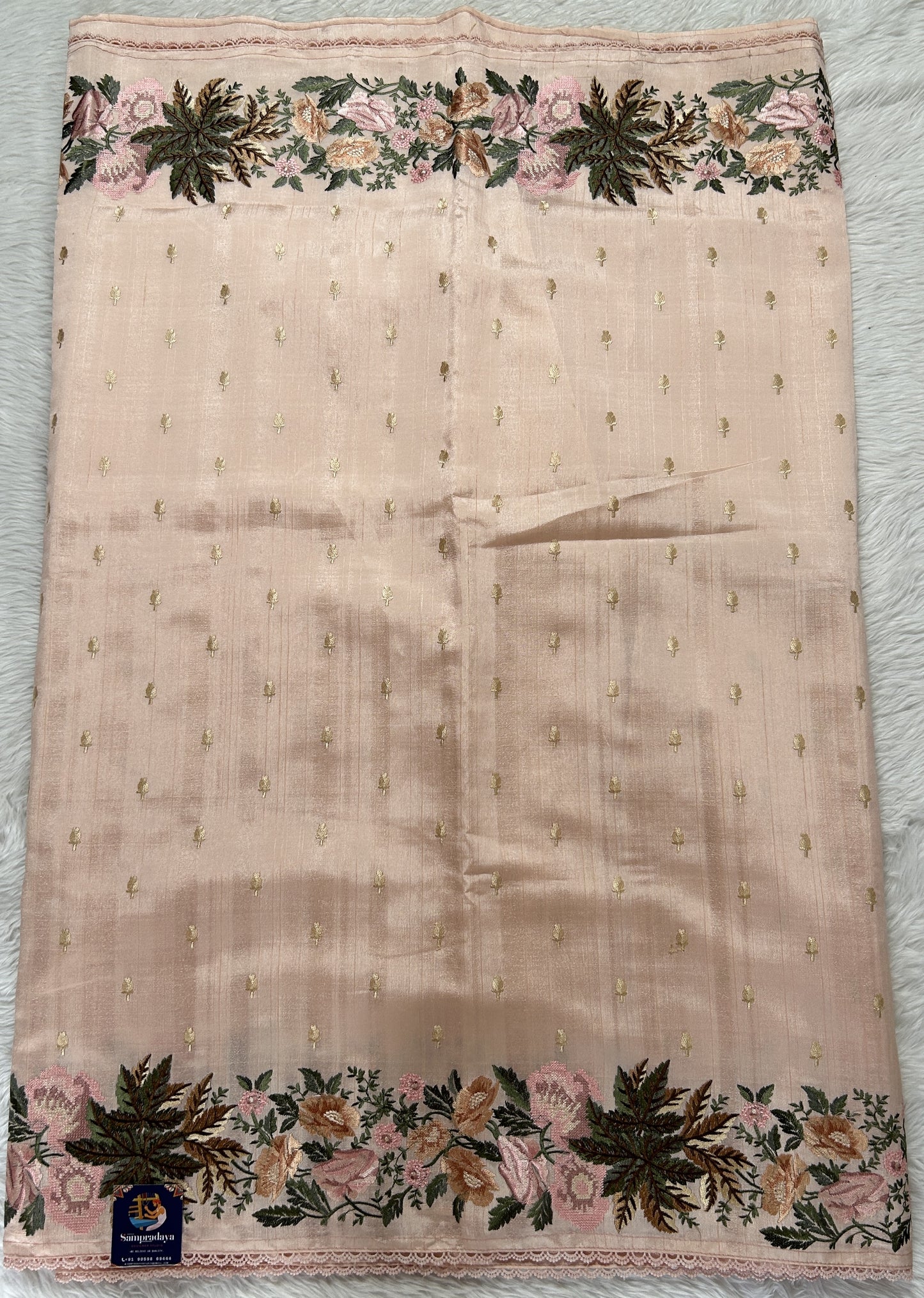 Semi Tussar Designer Saree Pale Pink colored Saree complemented with a Machine Embroidery border. - Sampradaya Designer Studio