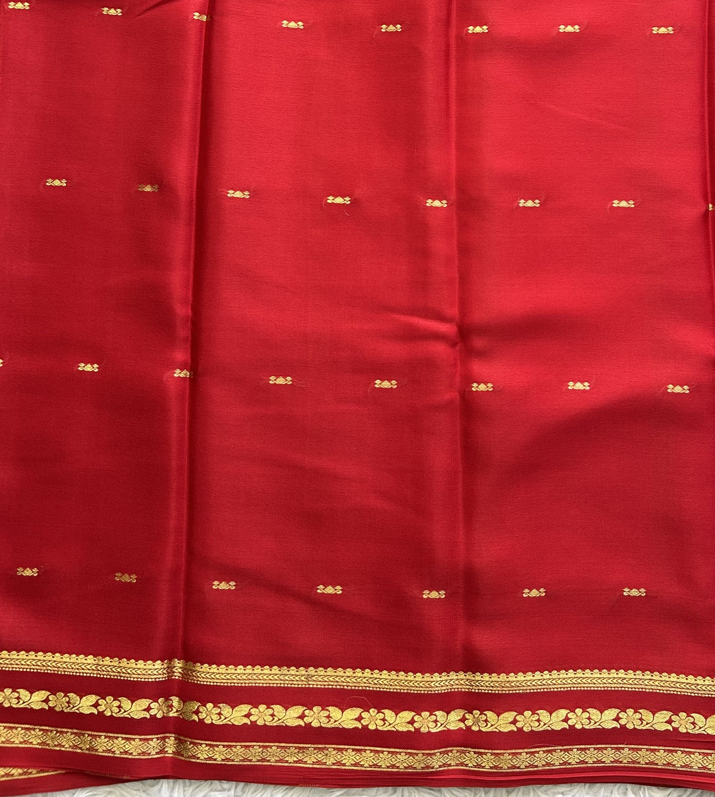 Brown Mysore Crepe Silk Saree with Silver Zari Border | Pure Handloom | Silk Mark Certified