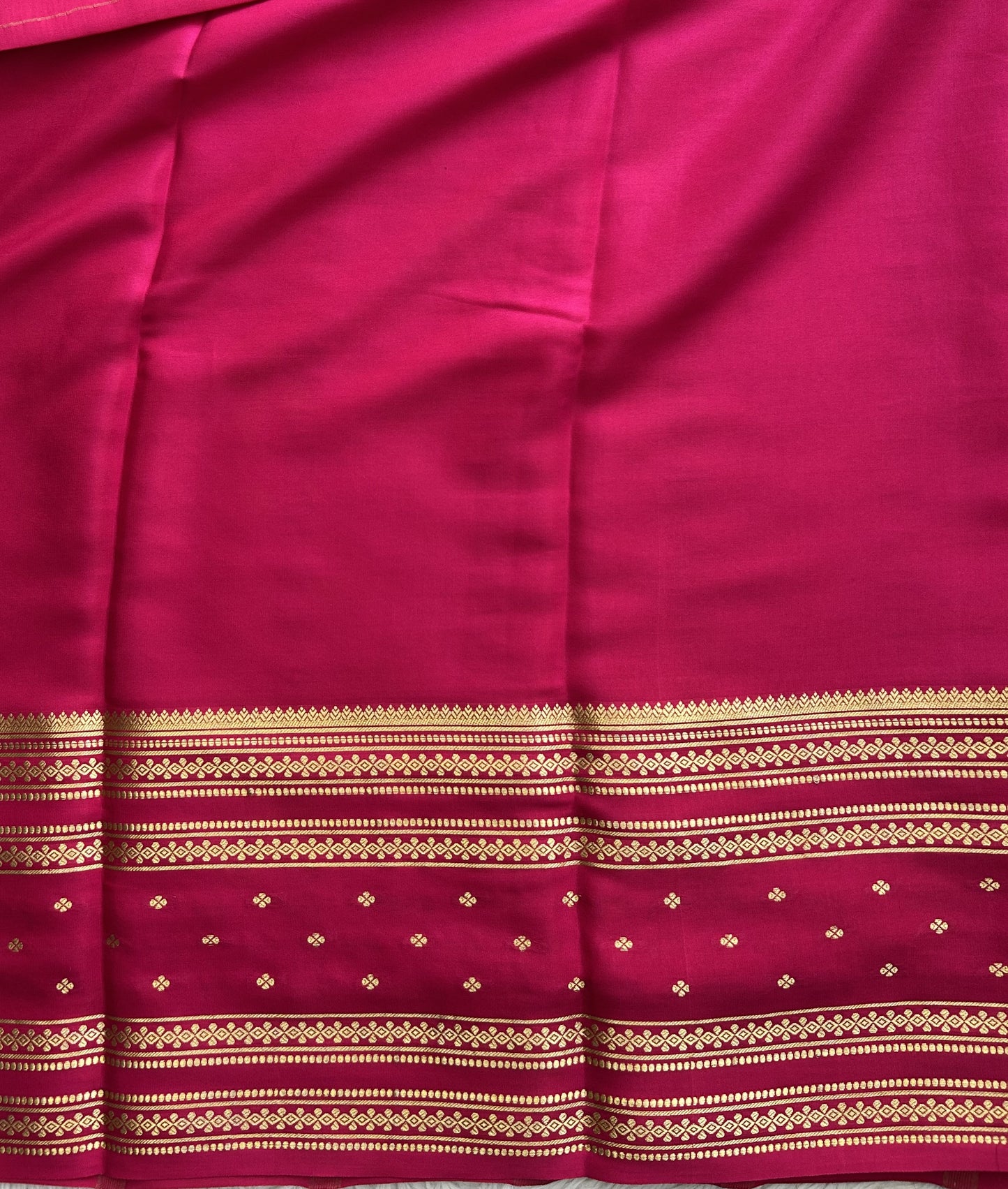 Mustard Yellow Mysore Crepe Silk Saree with Silver Zari Border | Pure Handloom | Silk Mark Certified