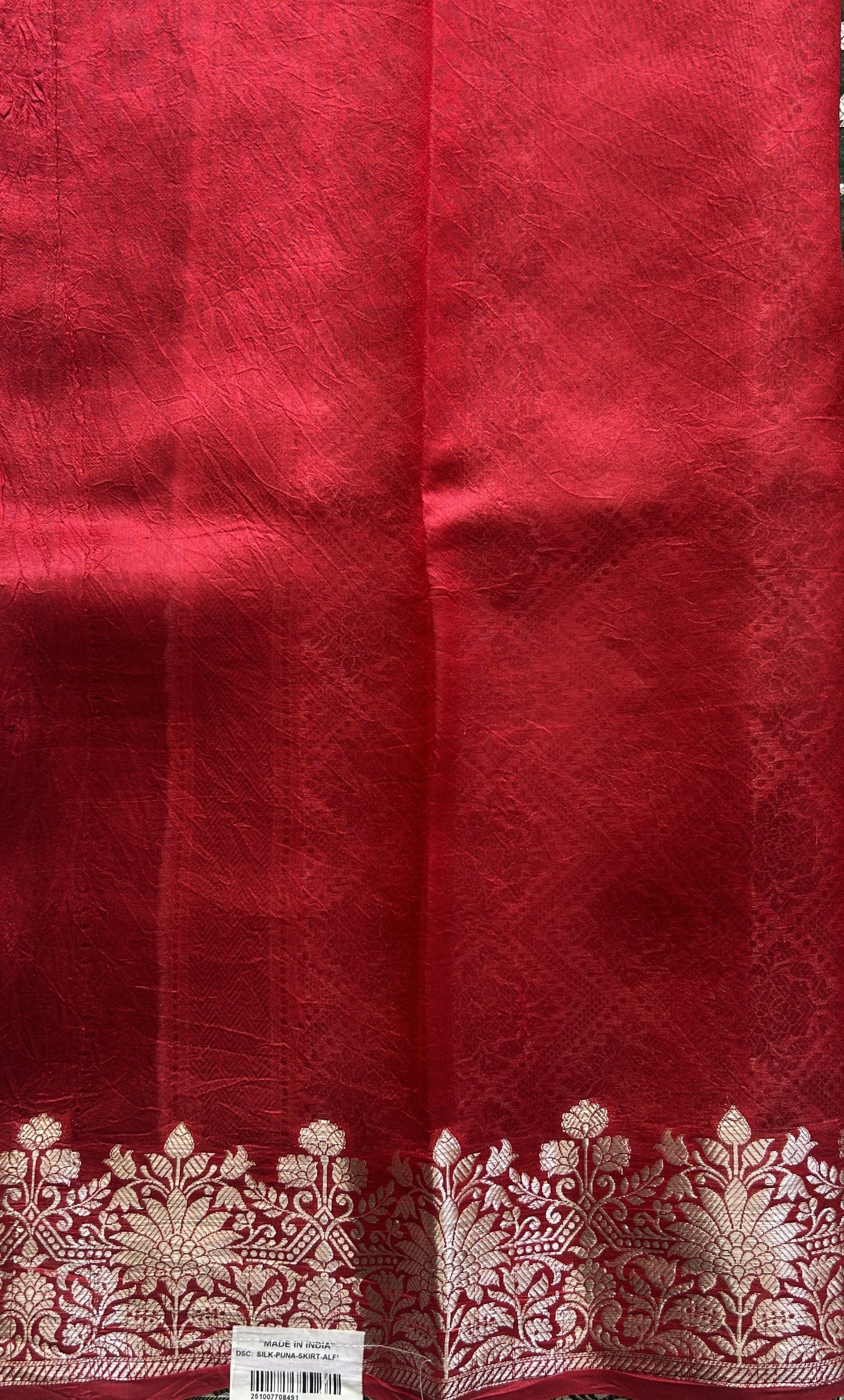 Chiniya Silk Saree Dark Green Colored Paired With a Gap Border - Sampradaya Designer Studio