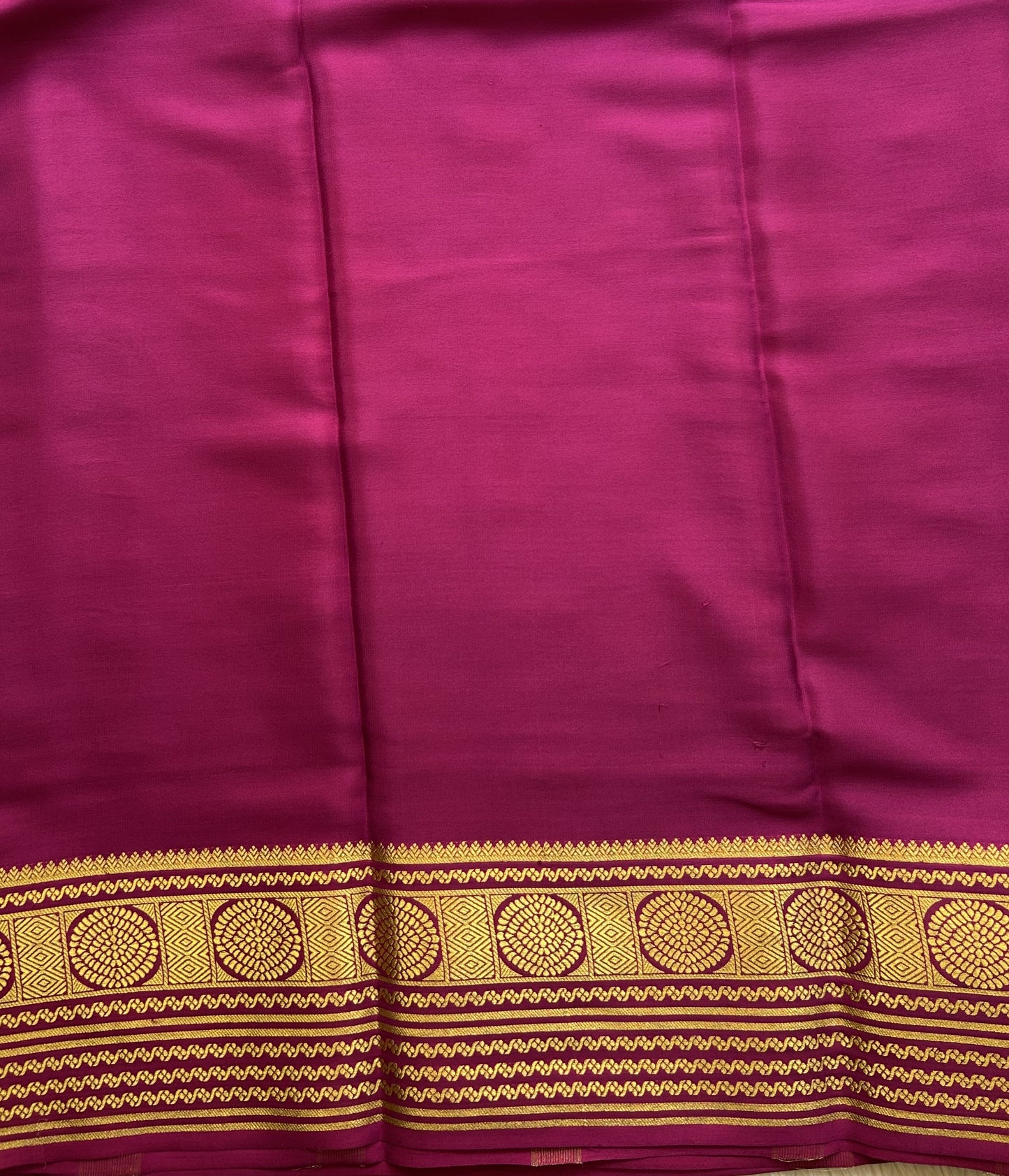 Gray Mysore Crepe Silk Saree with Silver Zari Border | Pure Handloom | Silk Mark Certified