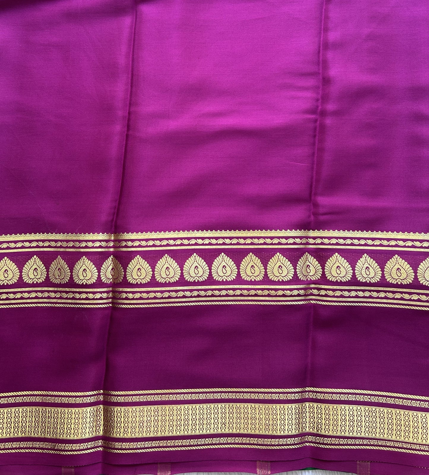 Gray Mysore Crepe Silk Saree with Silver Zari Border | Pure Handloom | Silk Mark Certified