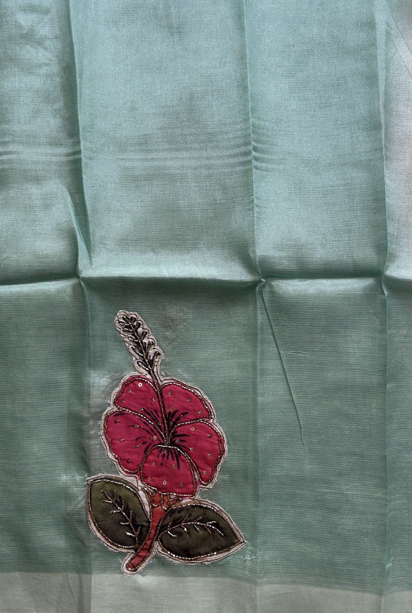 Mangalagiri Pattu Saree Sea Green Complemented with a Scallop Border - Sampradaya Designer Studio