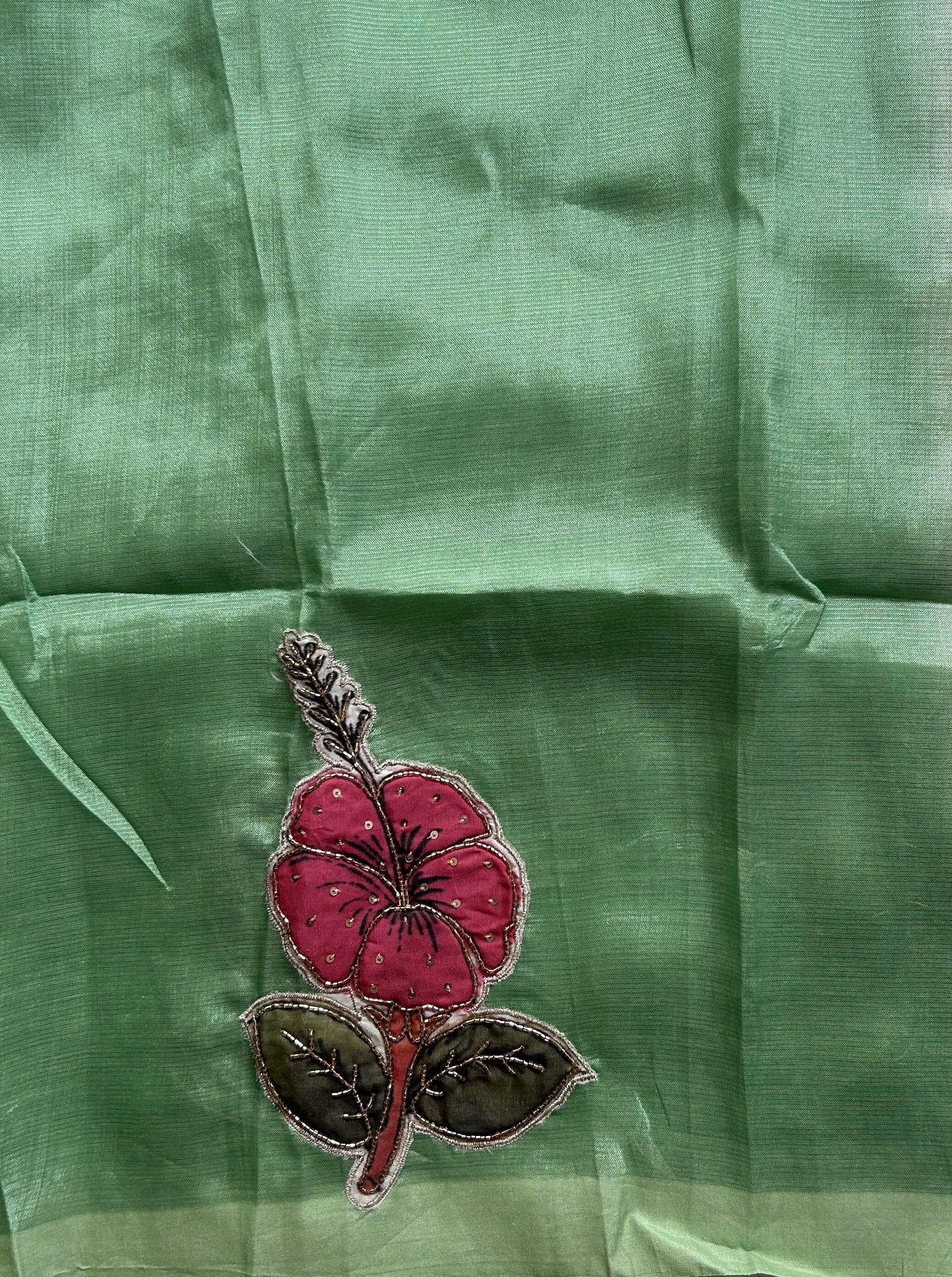 Mangalagiri Pattu Saree Mint Green Colored Complemented with a Scallop Border - Sampradaya Designer Studio