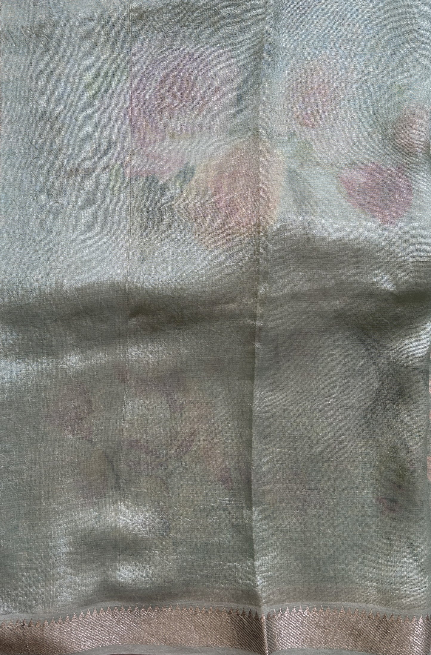 Mangalagiri Pattu Digital Print Saree Sea Green colored complemented with a Zari Border - Sampradaya Designer Studio