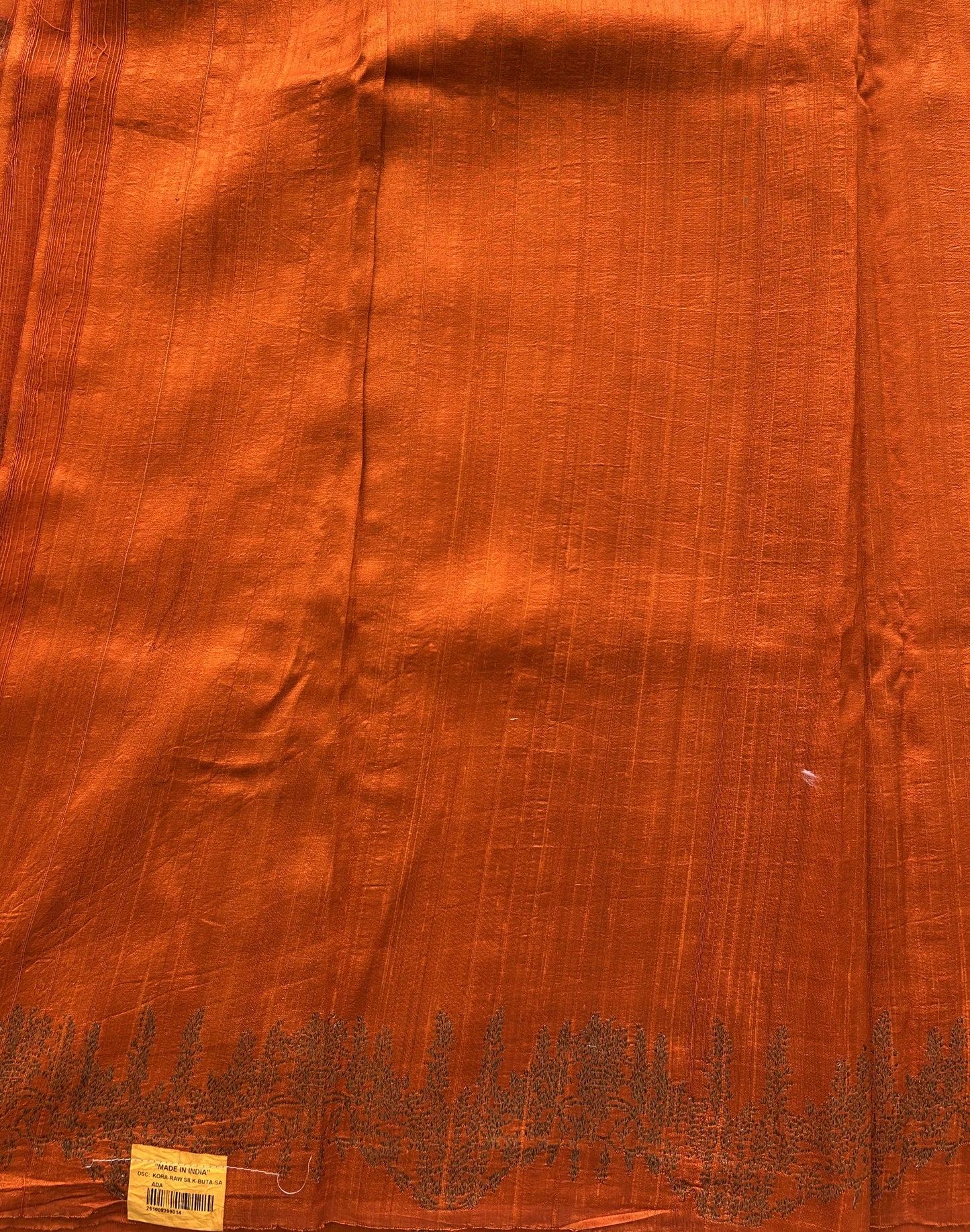 Orange Banarasi Raw Silk Saree with Gold Zari Border — Pure Handloom | Silk Mark Certified