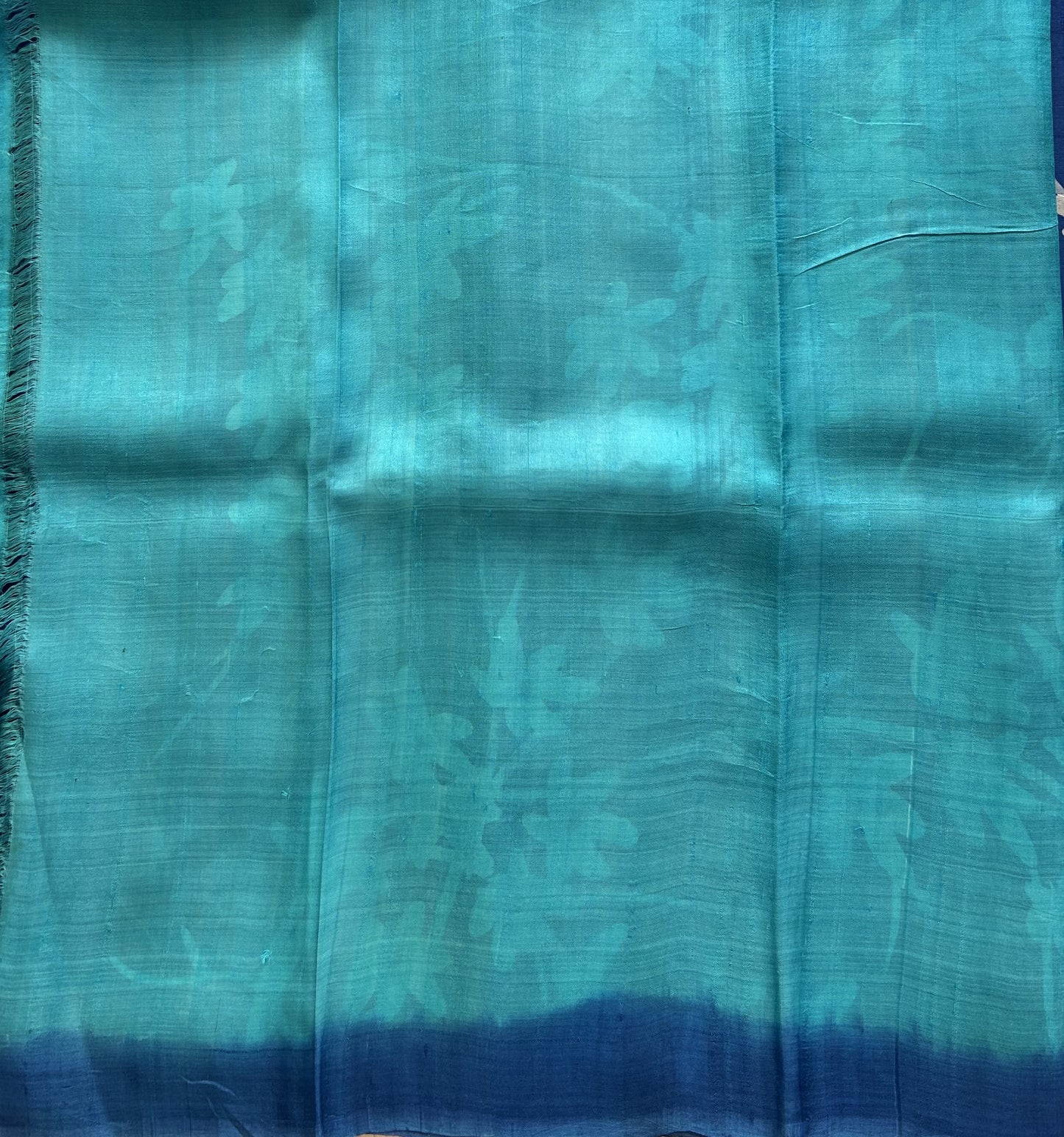 Blue Tussar Silk Saree featuring Hand-Painted Artisan Work | Pure Handloom | Silk Mark Certified
