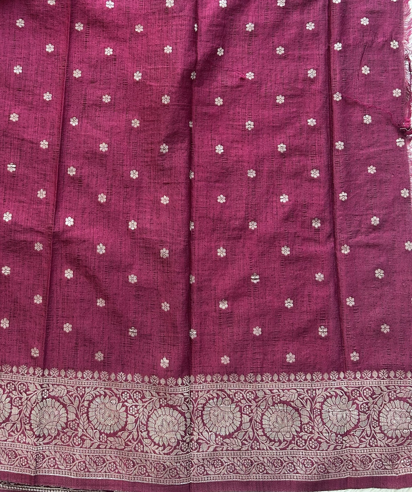 Pink Banarasi Semi Tussar Georgette Saree with Sliver Zari Border — Lightweight Festive Wear - Sampradaya Designer Studio