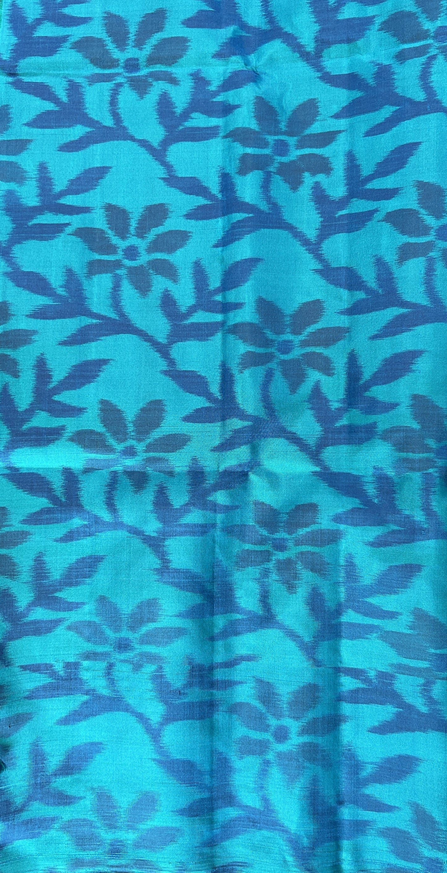 Kanjivaram Festive Soft Silk Saree Prussian Blue colored Saree complemented with a Turquoise Blue Colored Pochampally border. - Sampradaya Designer Studio