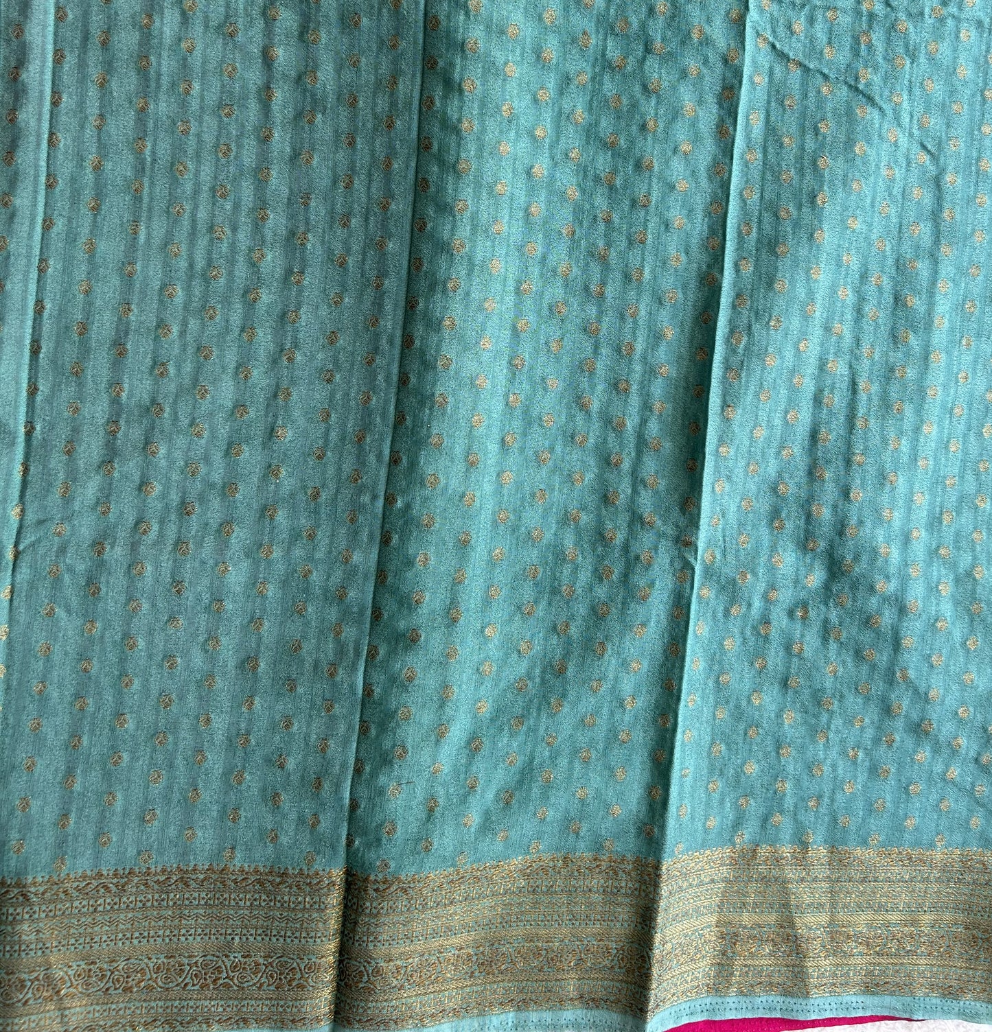 Pink Banarasi Semi Tussar Georgette Saree with Sliver Zari Border — Lightweight Festive Wear - Sampradaya Designer Studio