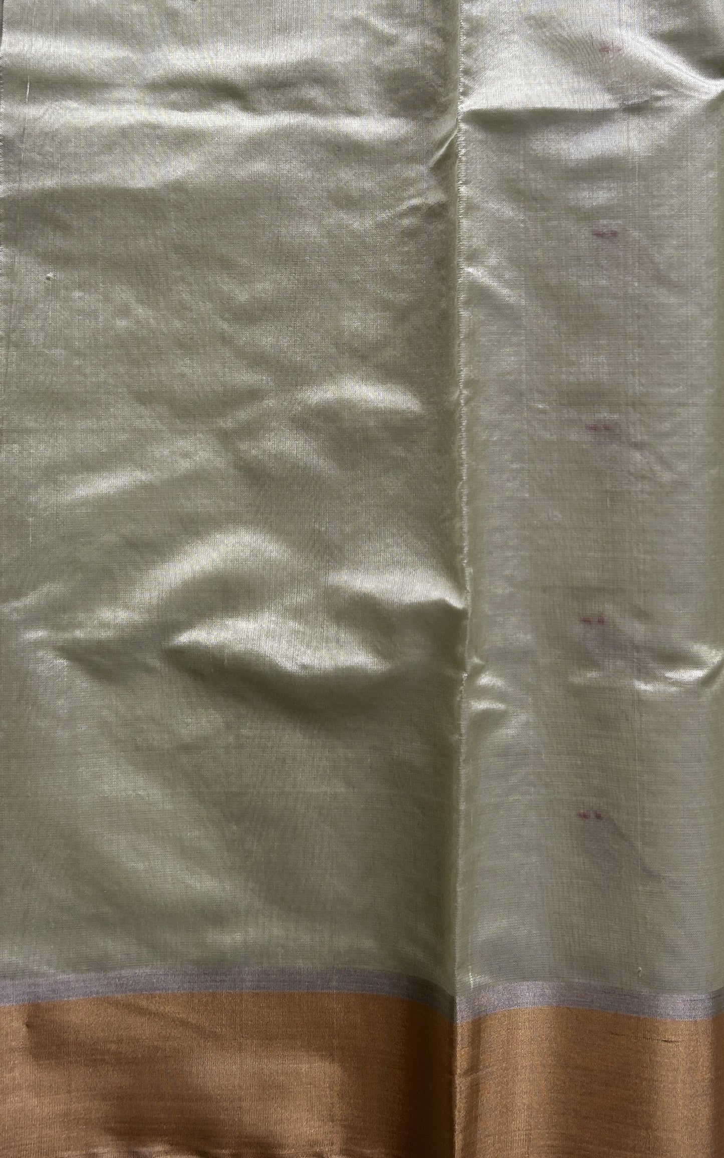 Chanderi Silk Saree Neon Green color Elegantly Paired with a Gold Zari border - Sampradaya Designer Studio