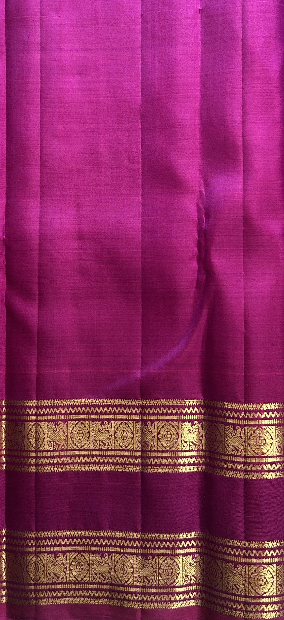 Pure Kanjivaram Silk Saree Purple Colored Complemented with a Gap Border. - Sampradaya Designer Studio
