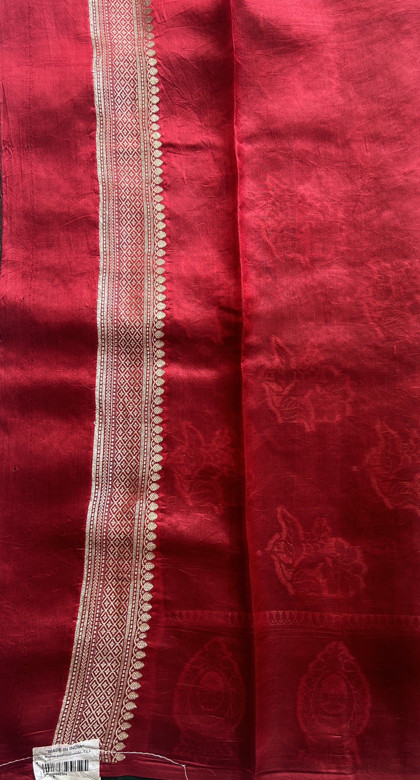Dupion Silk Saree Dark Green Colored Complemented with a Zari Border. - Sampradaya Designer Studio