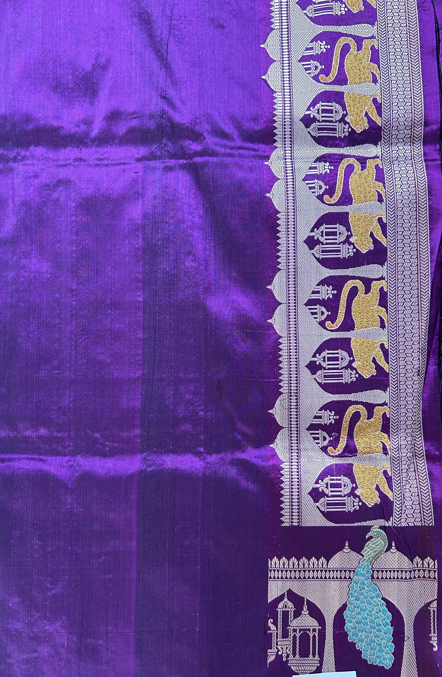 Banarasi Katan Silk Saree Purple Colored Saree Complemented with a Intricate Theme Zari border. - Sampradaya Designer Studio