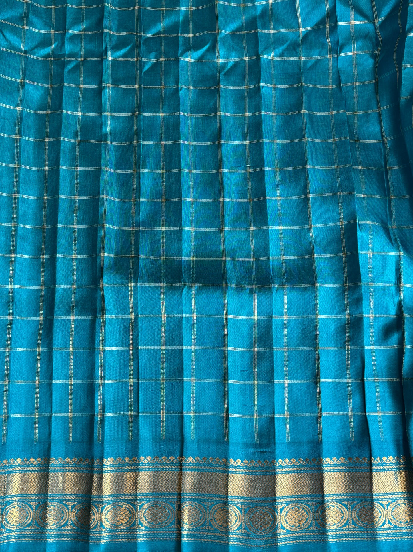 Beige Gadwal Silk Saree with Gold Zari Border — Pure Handloom | Silk Mark Certified