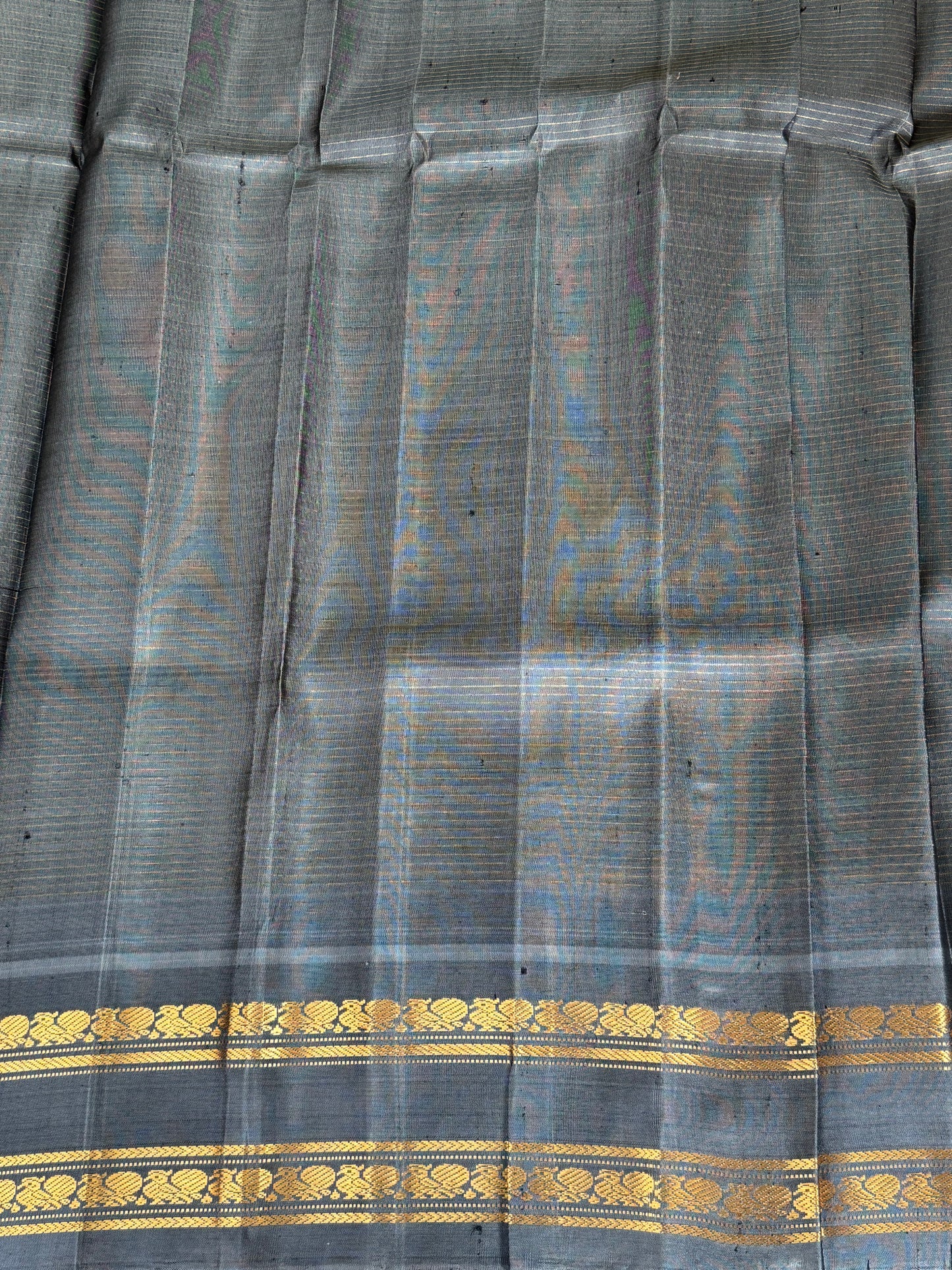 Orange Gadwal Silk Saree with Gold Zari Border — Pure Handloom | Silk Mark Certified