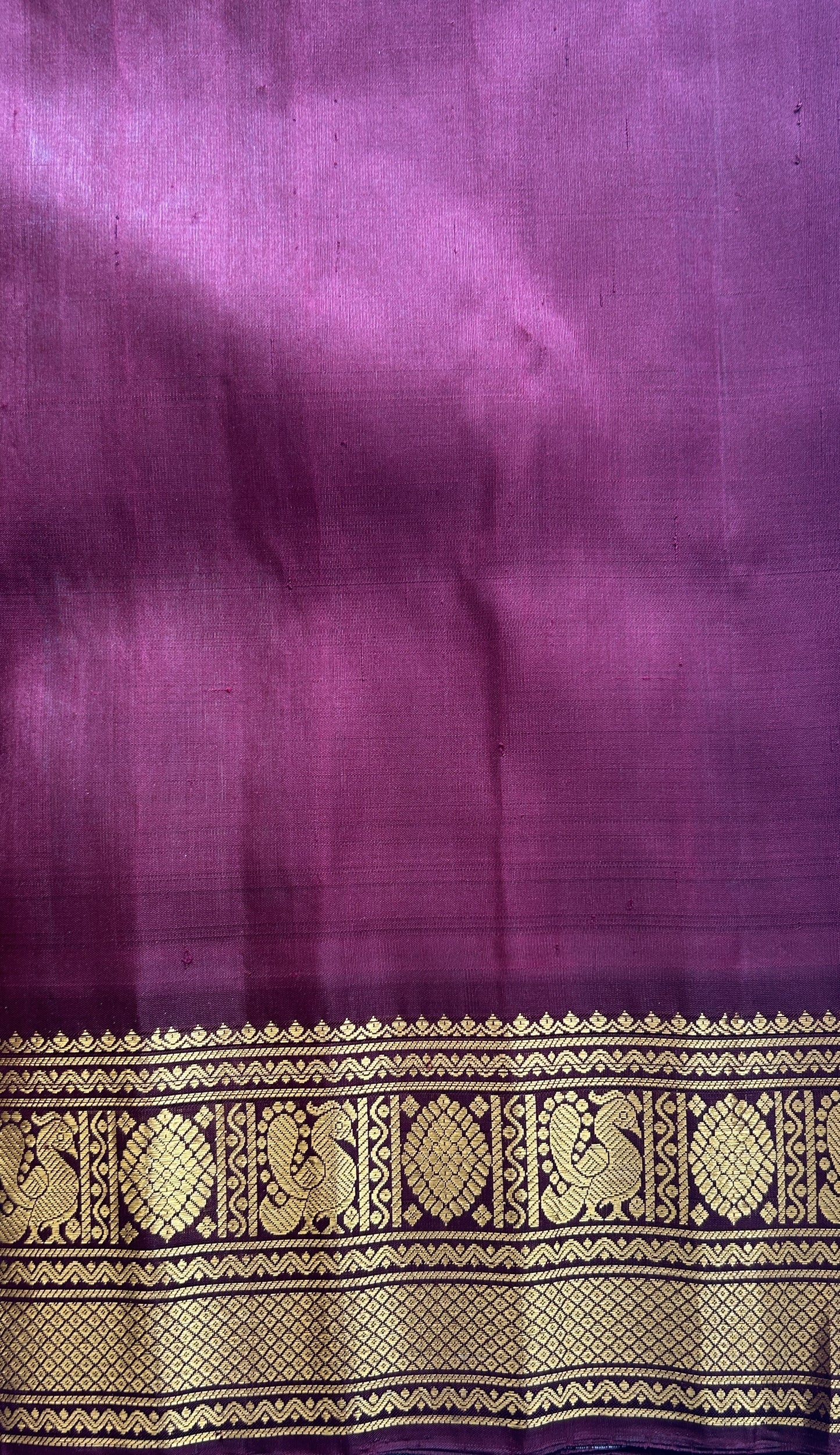 Gadwal Silk Saree Light Sea Blue Colored Complemented With a Brown Color Zari Border - Sampradaya Designer Studio
