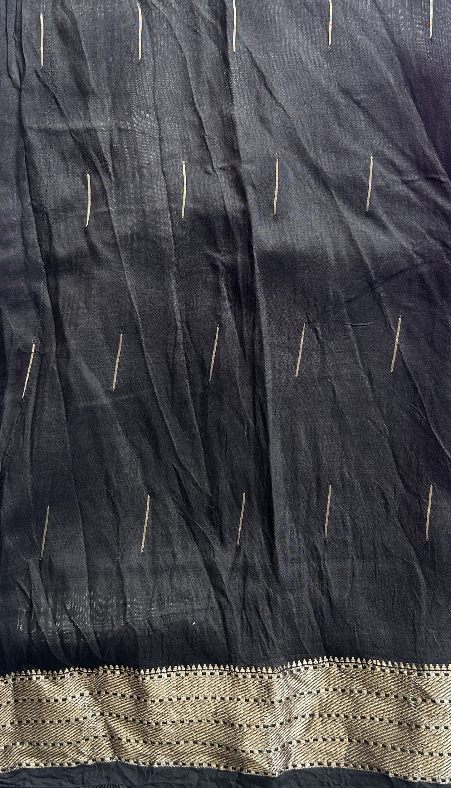 Dola Crepe Saree Dark Lavender Colored Elegantly Paired with a Zari Border. - Sampradaya Designer Studio