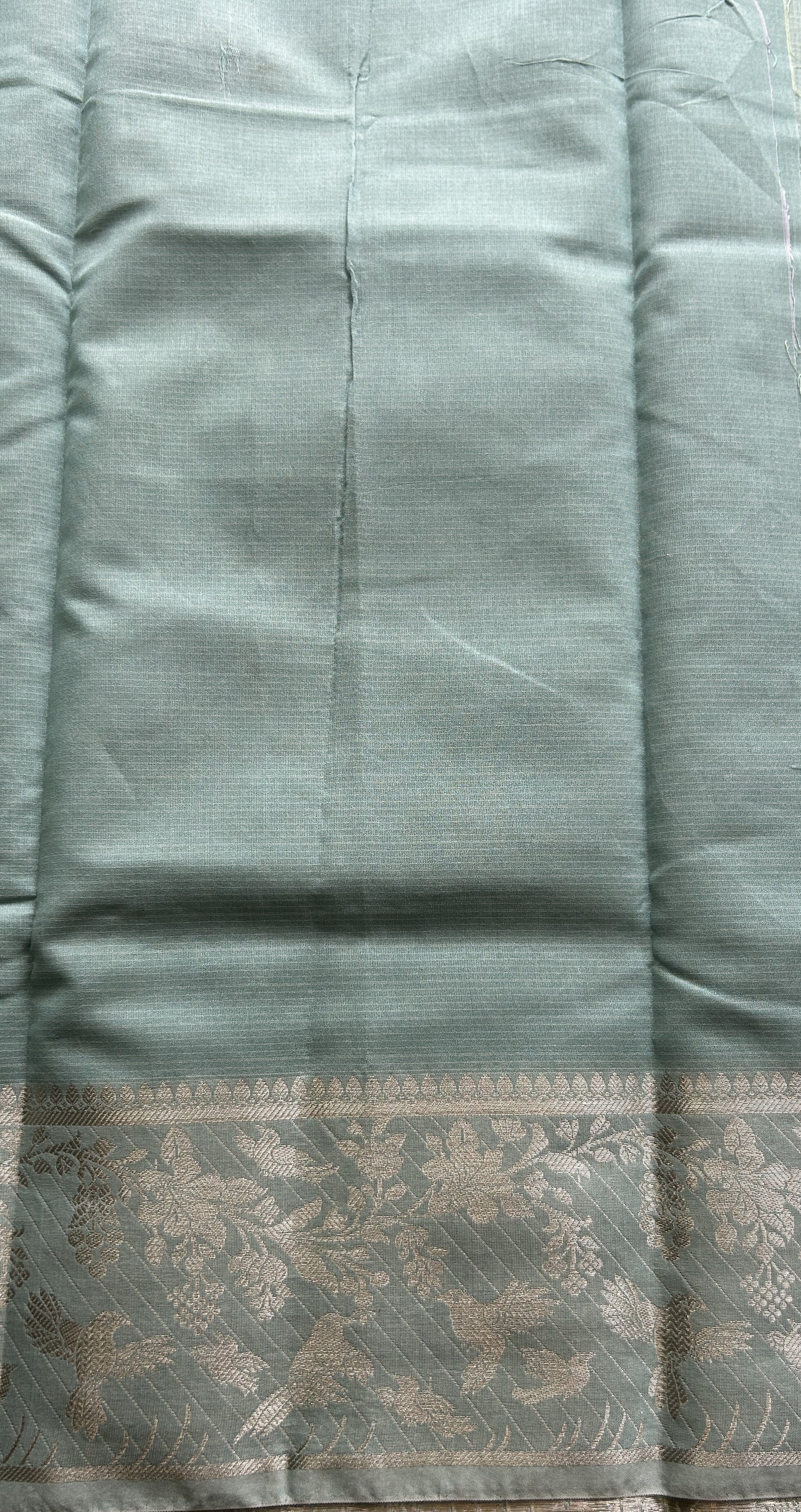 Silk kota Saree Ice Blue colored Complemented with a Zari Border. - Sampradaya Designer Studio