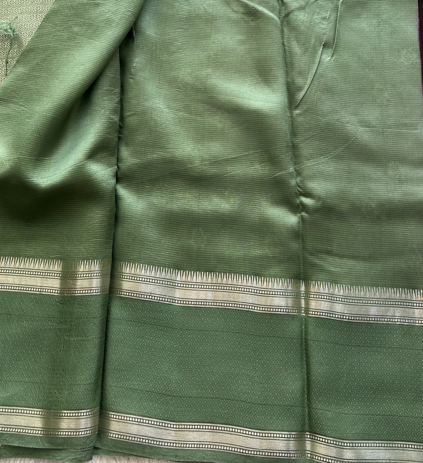 Brown Chiniya Silk Saree with Gold Zari Border - Pure Handloom | Silk Mark Certified - Sampradaya Designer Studio