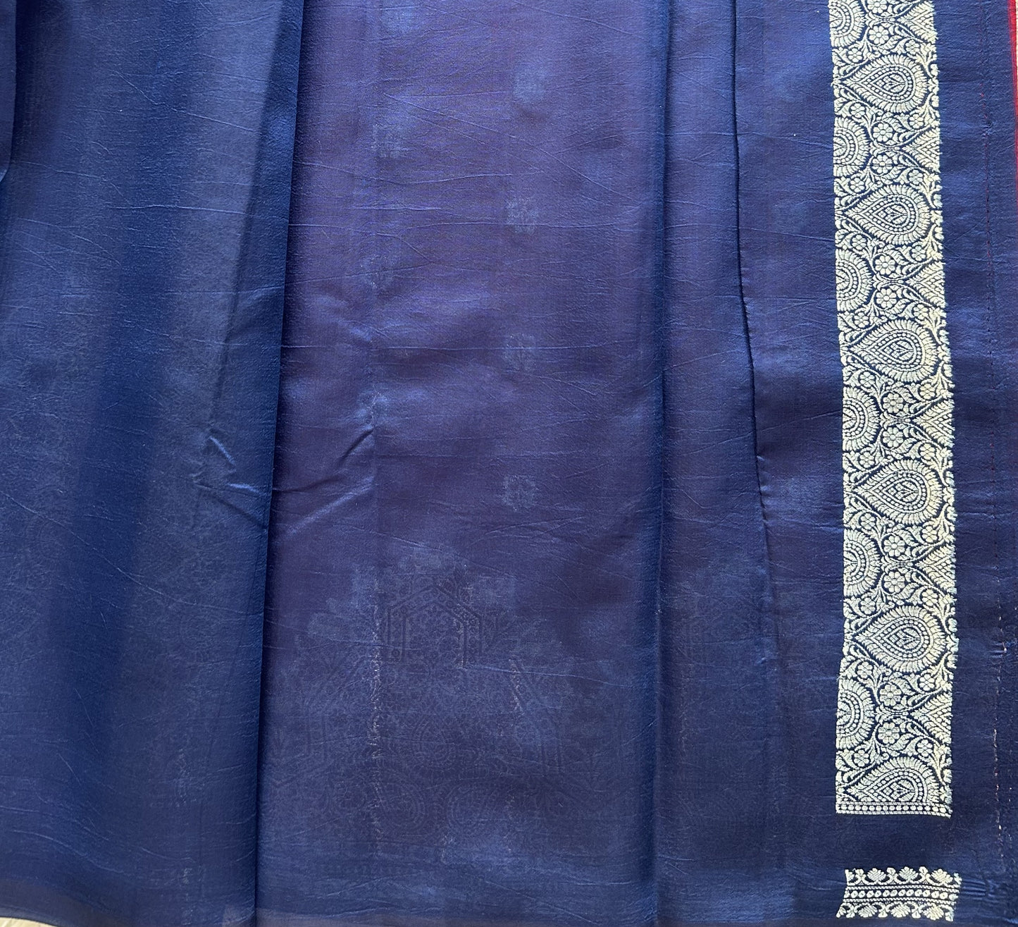 Reddish Pink Chiniya Silk Saree with Gold Zari Border - Pure Handloom | Silk Mark Certified - Sampradaya Designer Studio