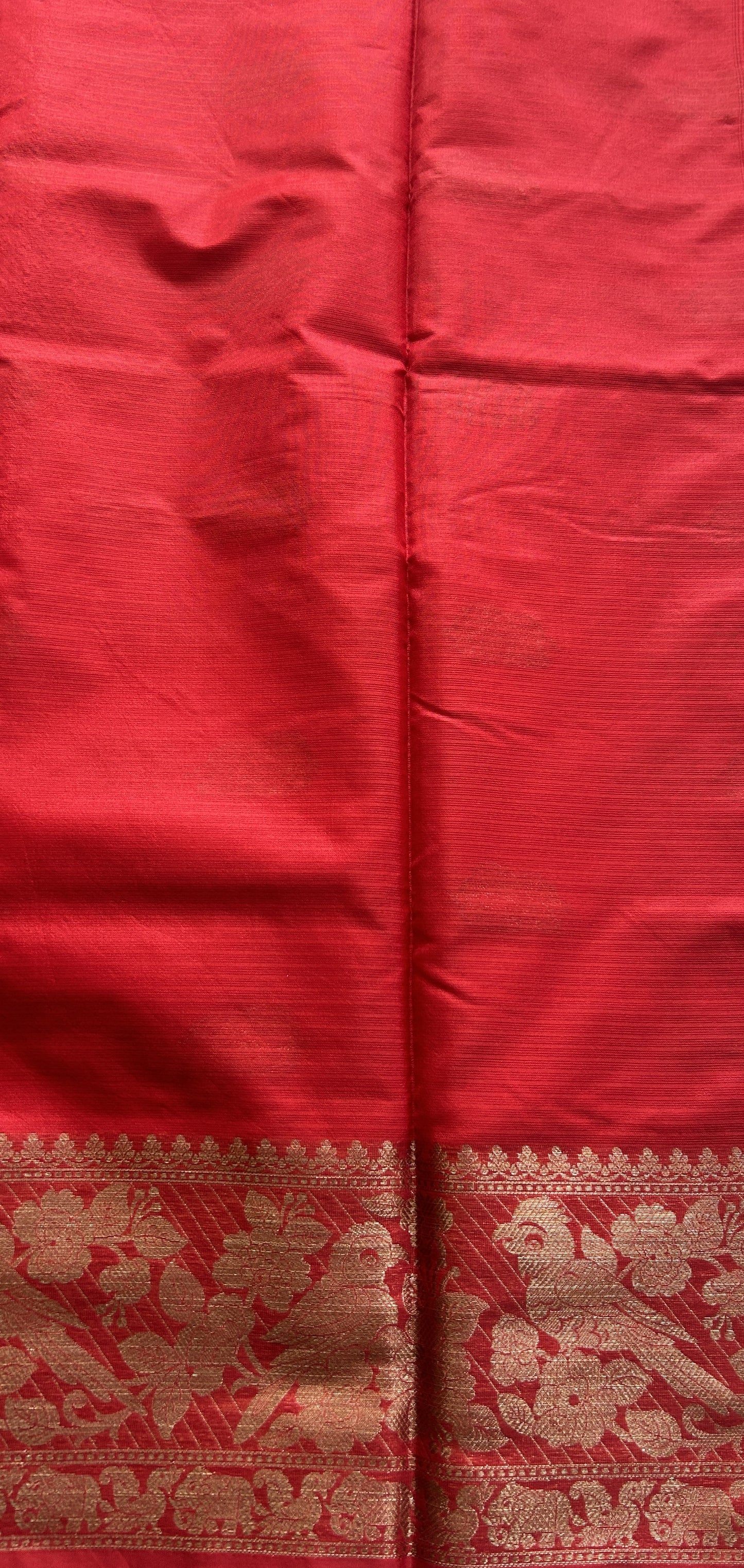 Silk kota Saree Red colored Complemented with a Zari Border. - Sampradaya Designer Studio