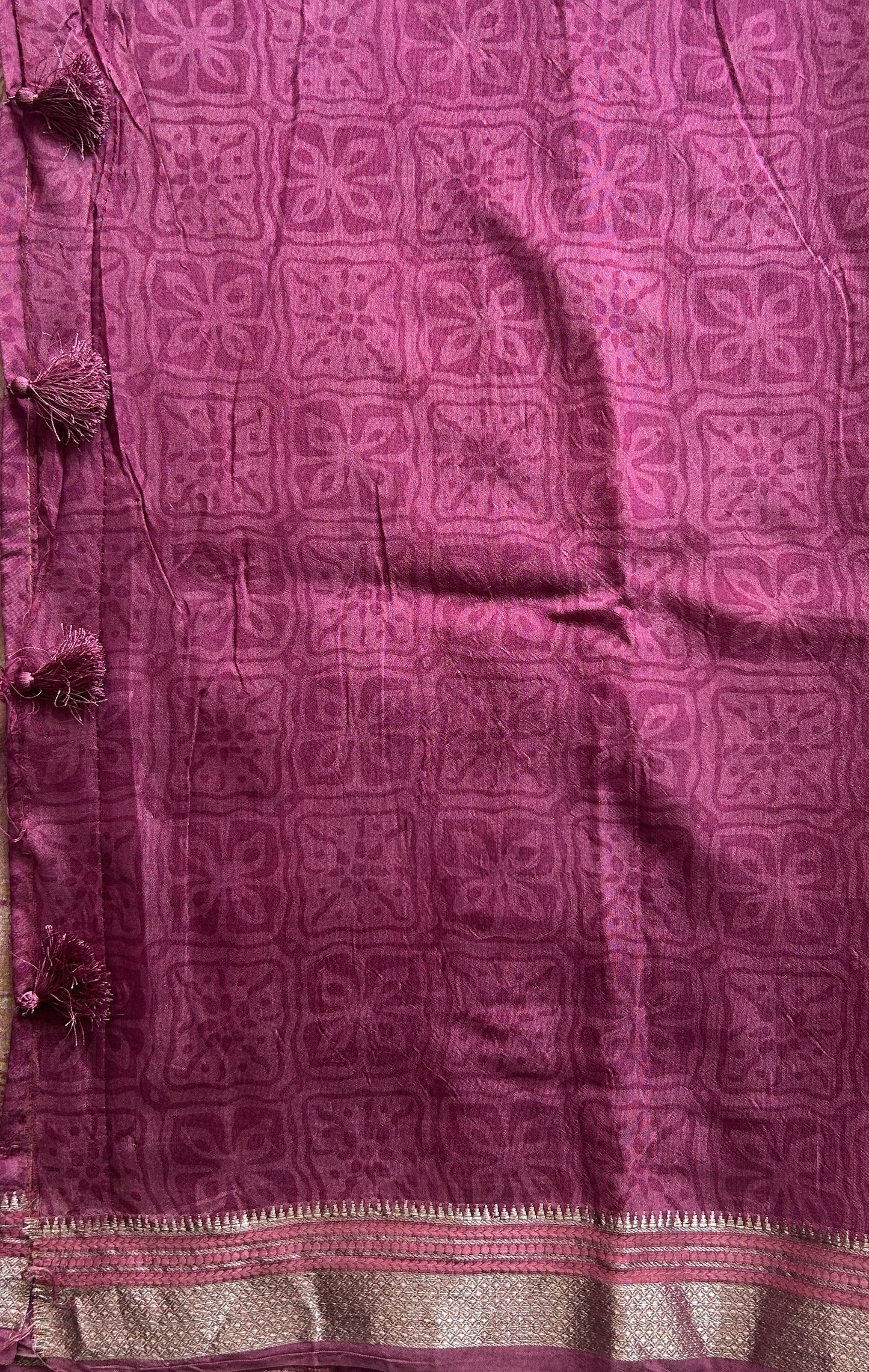 Dola Crepe Saree Pink Colored Elegantly Paired with a Zari Border. - Sampradaya Designer Studio