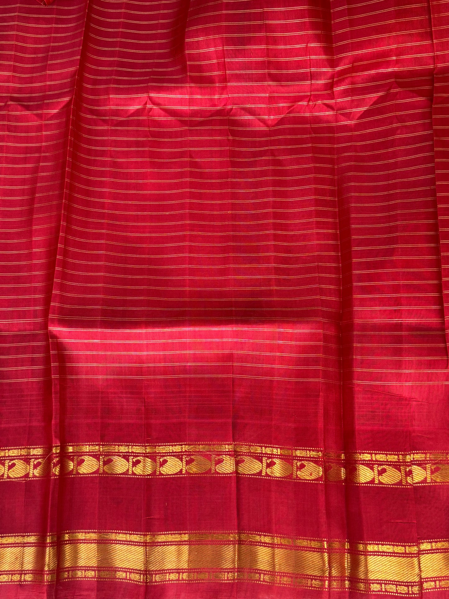 Green Gadwal Silk Saree with Gold Zari Border — Pure Handloom | Silk Mark Certified - Sampradaya Designer Studio