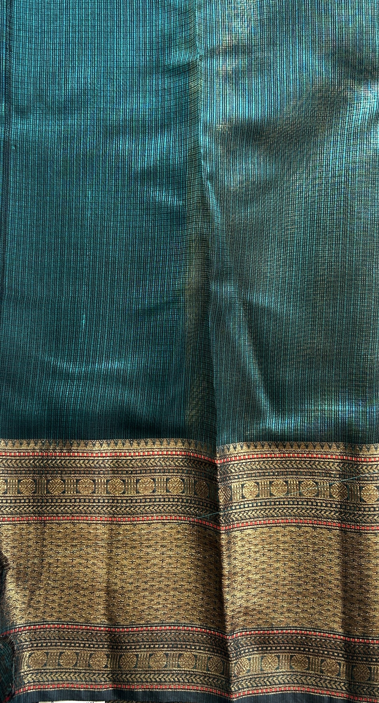 Silk kota Saree Peacock Blue colored Complemented with a Zari Border. - Sampradaya Designer Studio