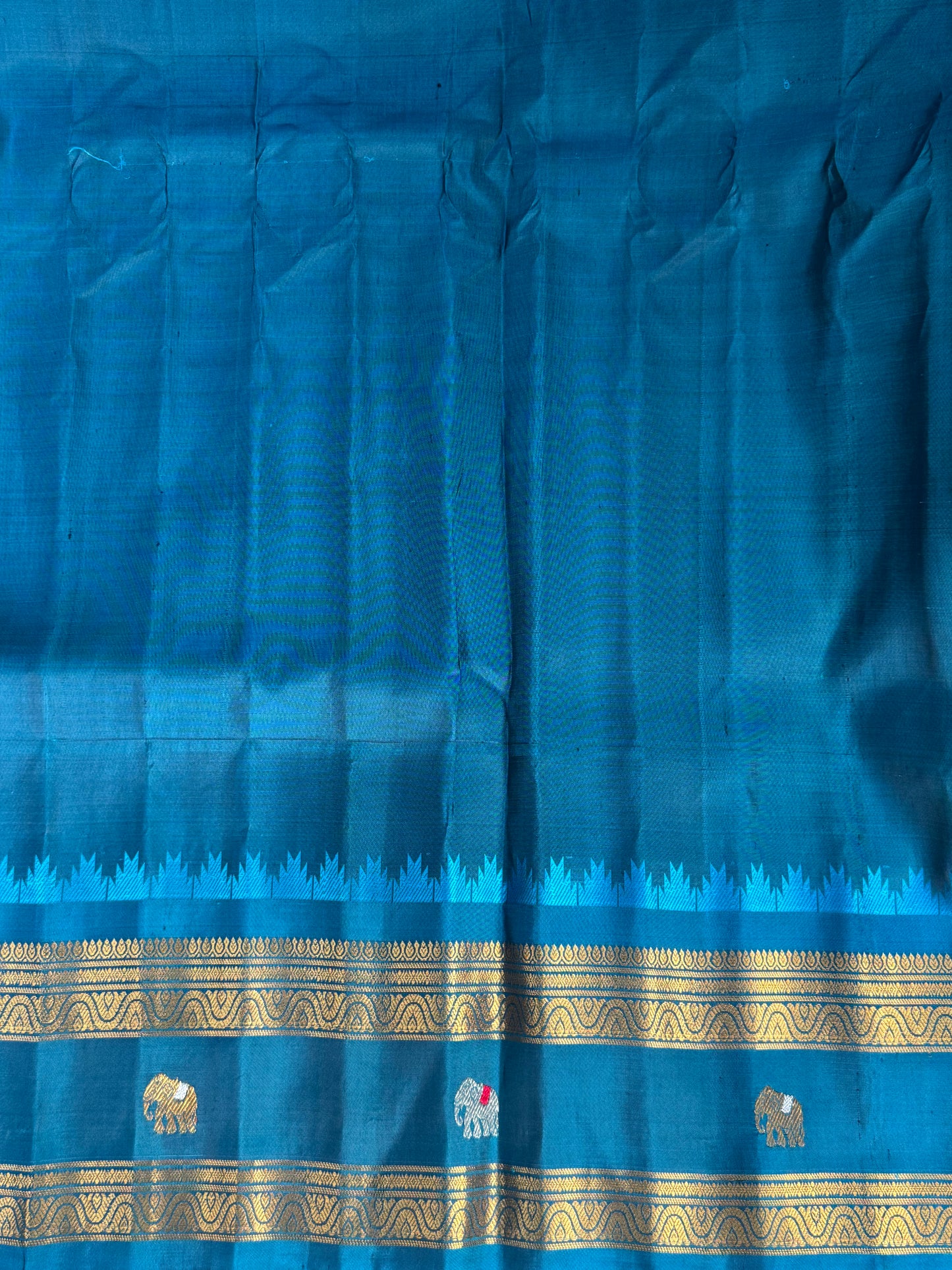 Purple Gadwal Silk Saree with Gold Zari Border — Pure Handloom | Silk Mark Certified