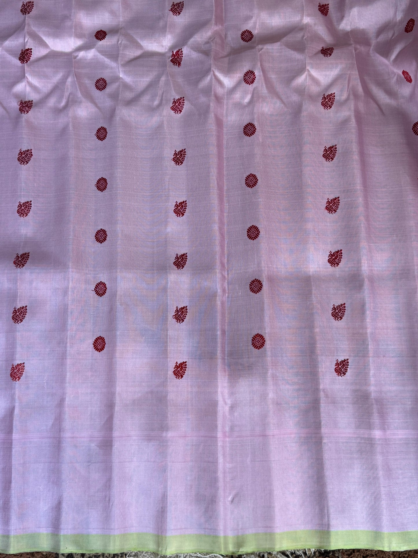 Red Gadwal Silk Saree with Gold Zari Border — Pure Handloom | Silk Mark Certified - Sampradaya Designer Studio
