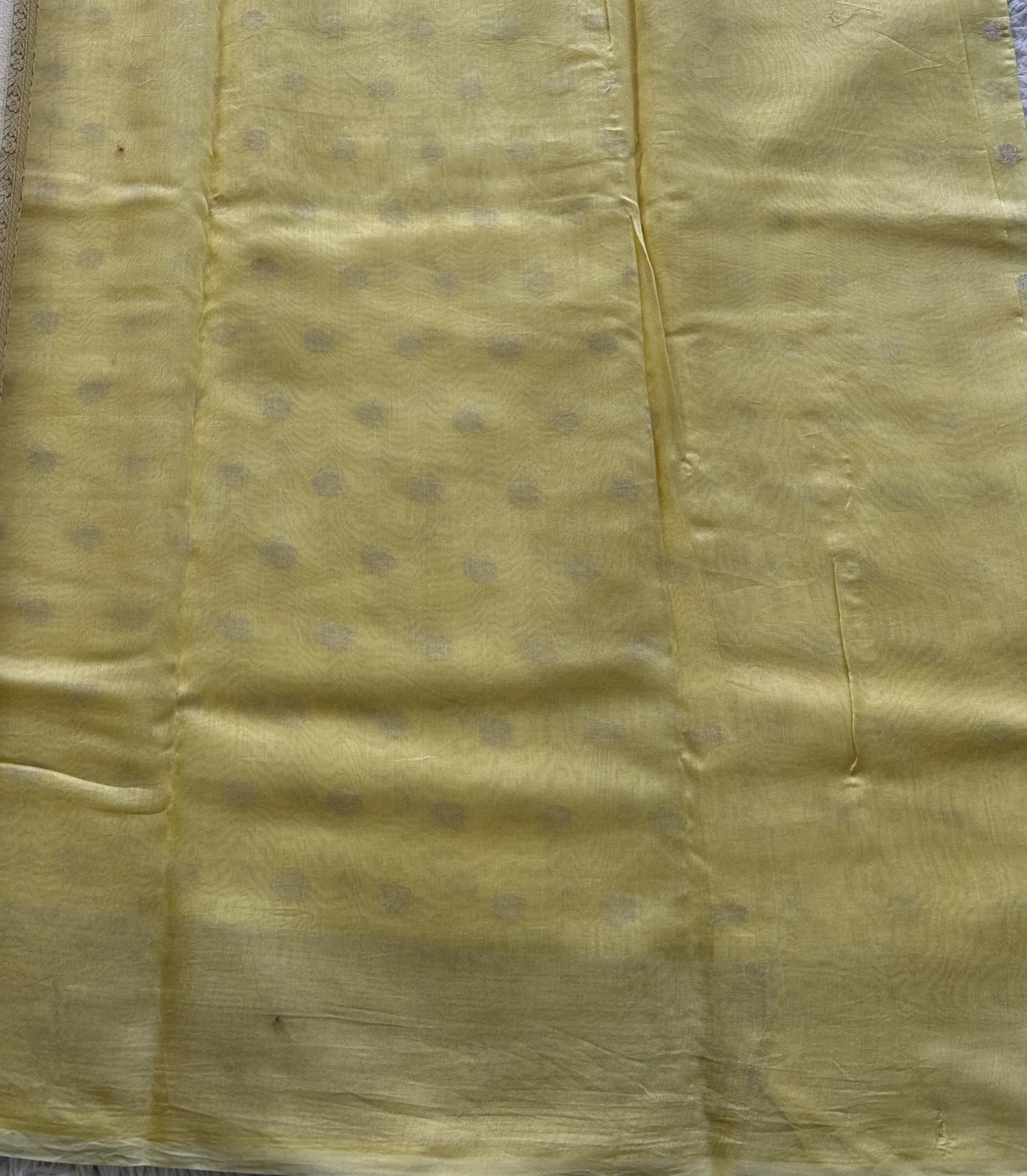 Lemon Yellow Maheshwari Cotton Saree For Women - Elegant Office & Daily Wear.