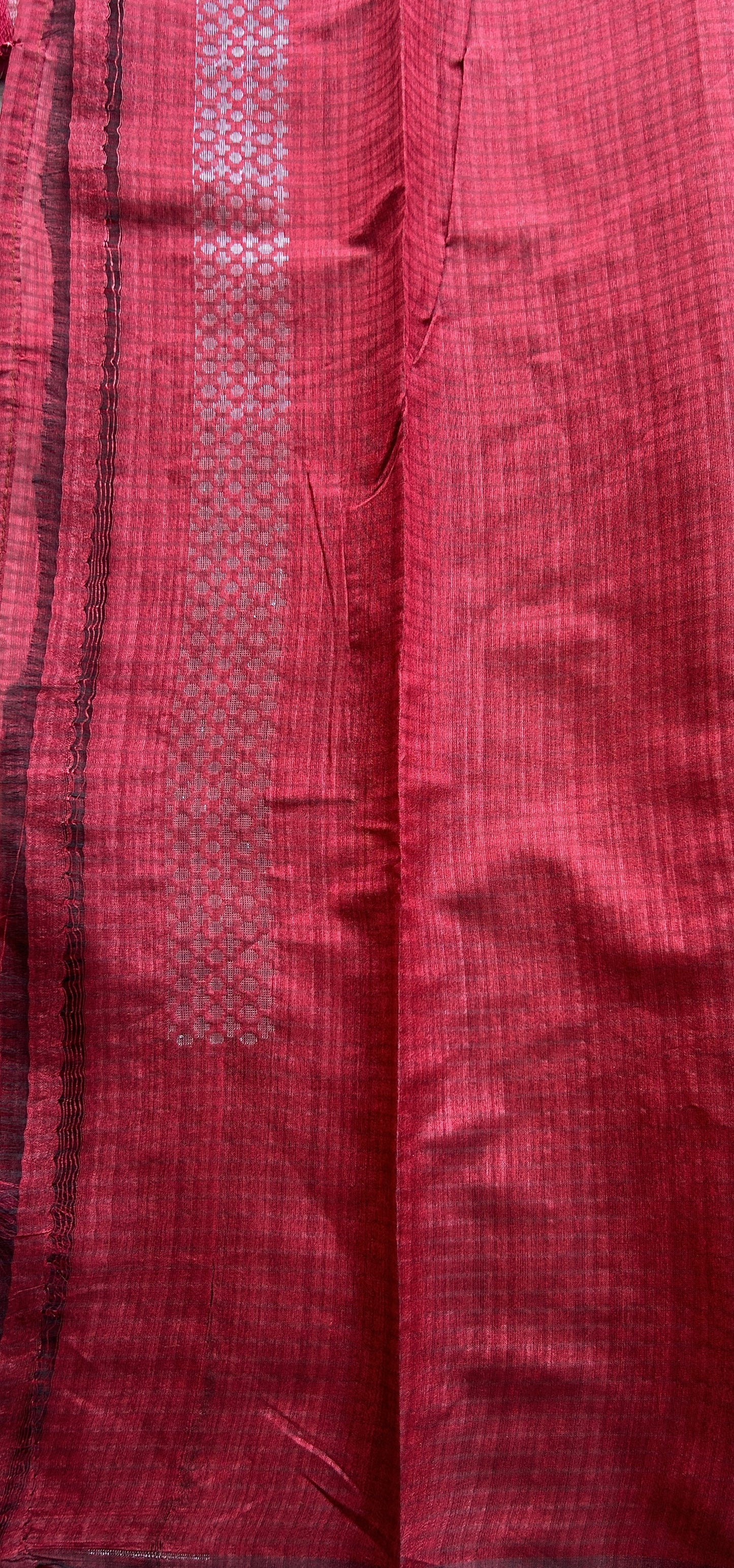 Semi Tussar Saree Maroon Colored complemented with a Borderless. - Sampradaya Designer Studio