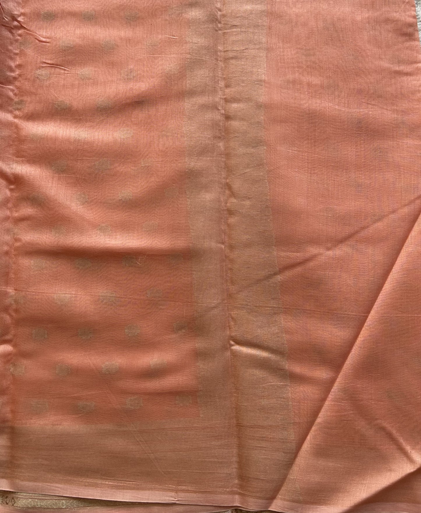 Peach Maheshwari Cotton Saree For Women - Elegant Office & Daily Wear.